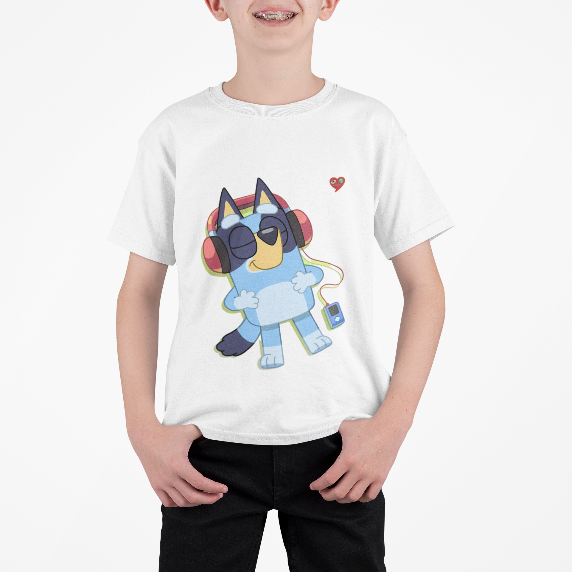 Kids Graphic Tee — Cute Cat DJ Wearing Headphones & ‘Heart’ Design product thumbnail image Kids Graphic Tee — Cute Cat DJ Wearing Headphones & ‘Heart’ Design product thumbnail image