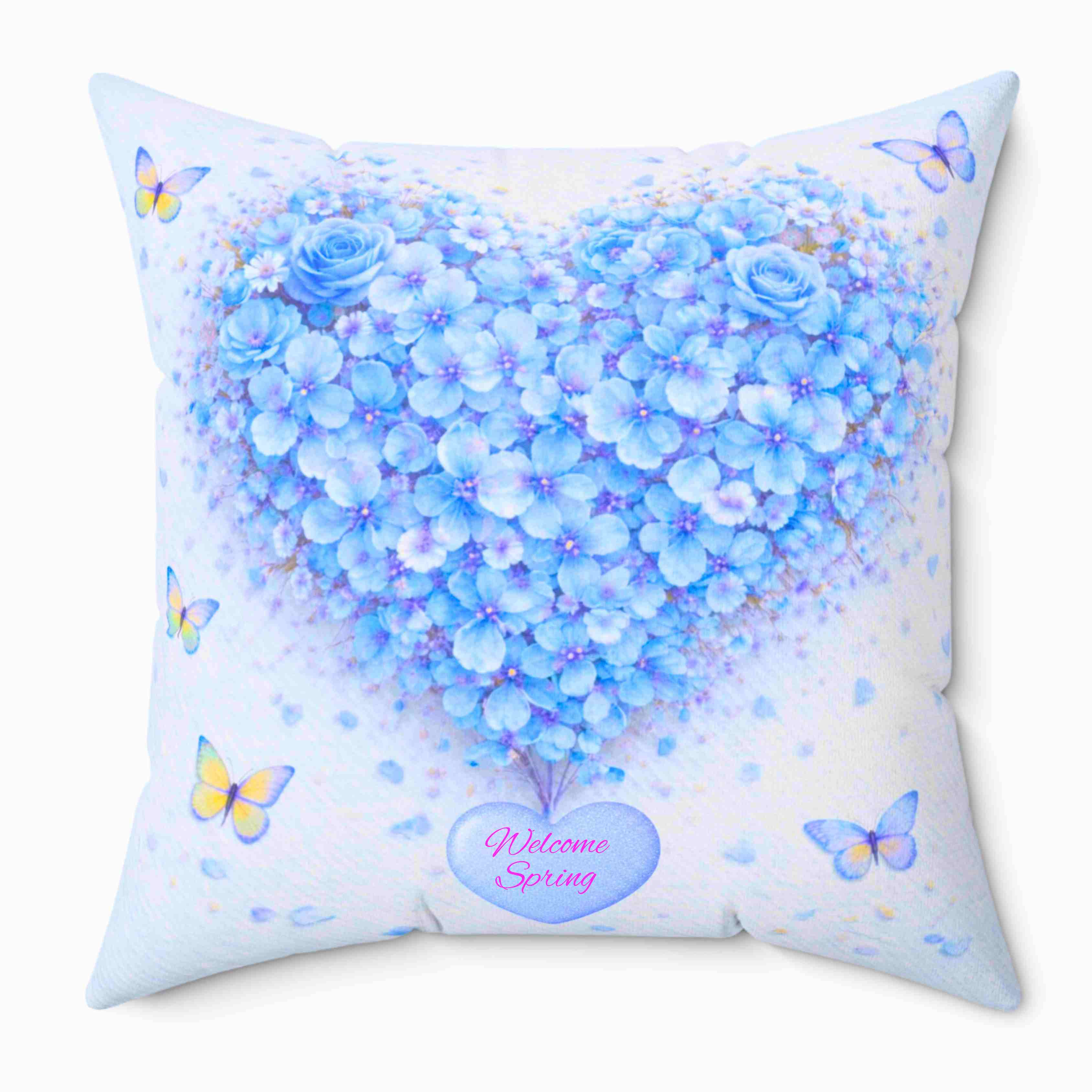 Blue Floral Couch Cushion | Spun Polyester Square Pillow product thumbnail image Blue Floral Couch Cushion | Spun Polyester Square Pillow product thumbnail image