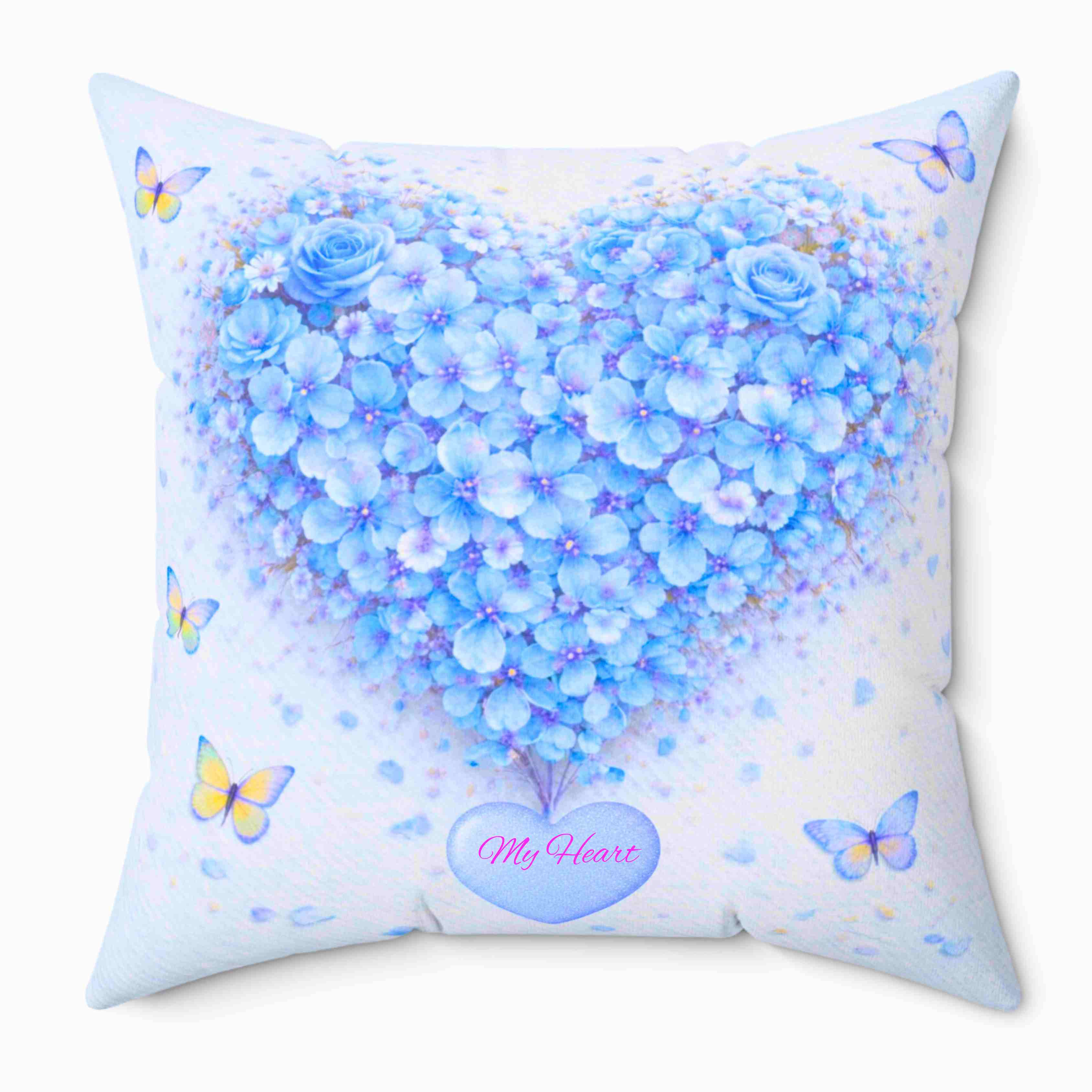 Blue Floral Couch Cushion | Spun Polyester Square Pillow product thumbnail image