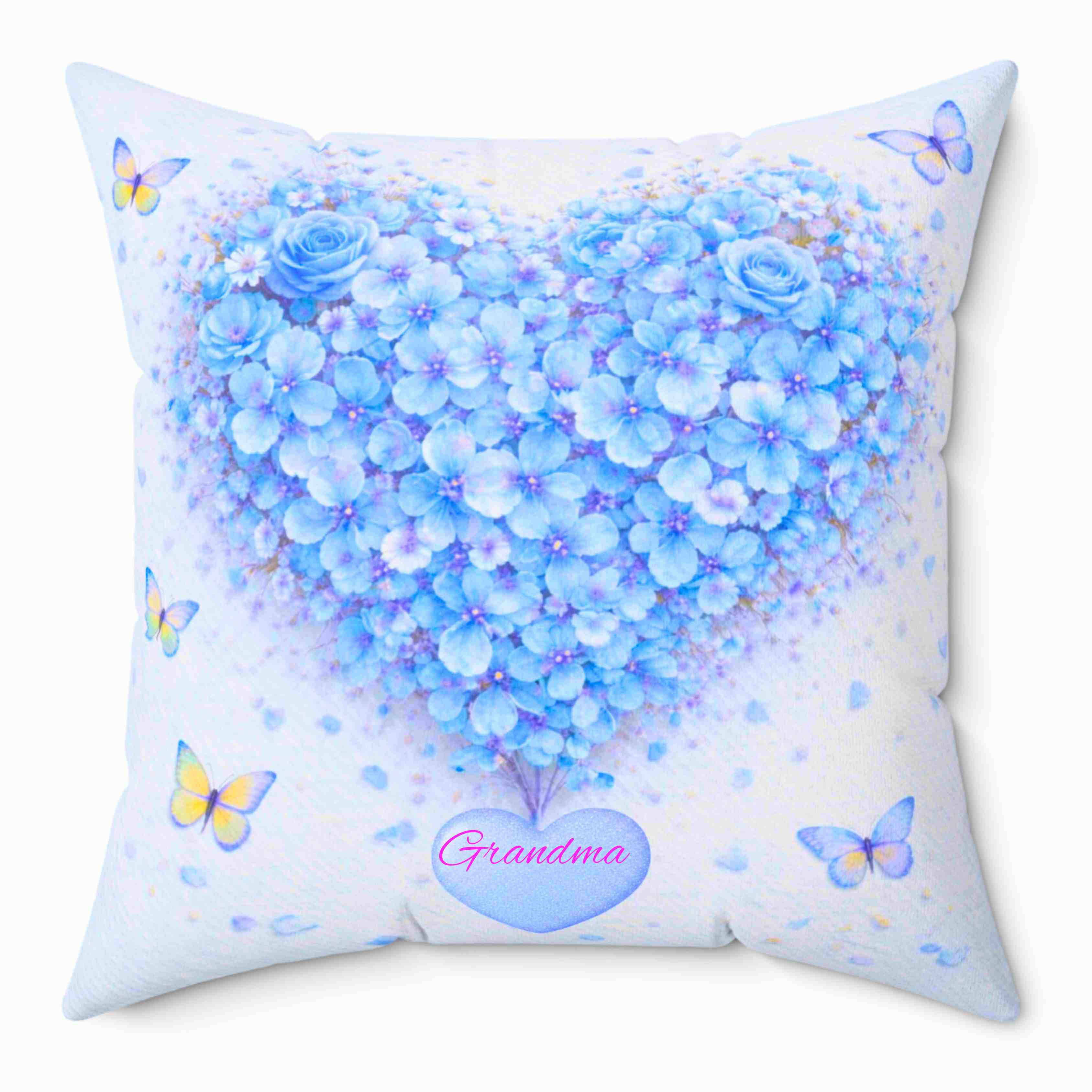 Blue Floral Couch Cushion | Spun Polyester Square Pillow product thumbnail image