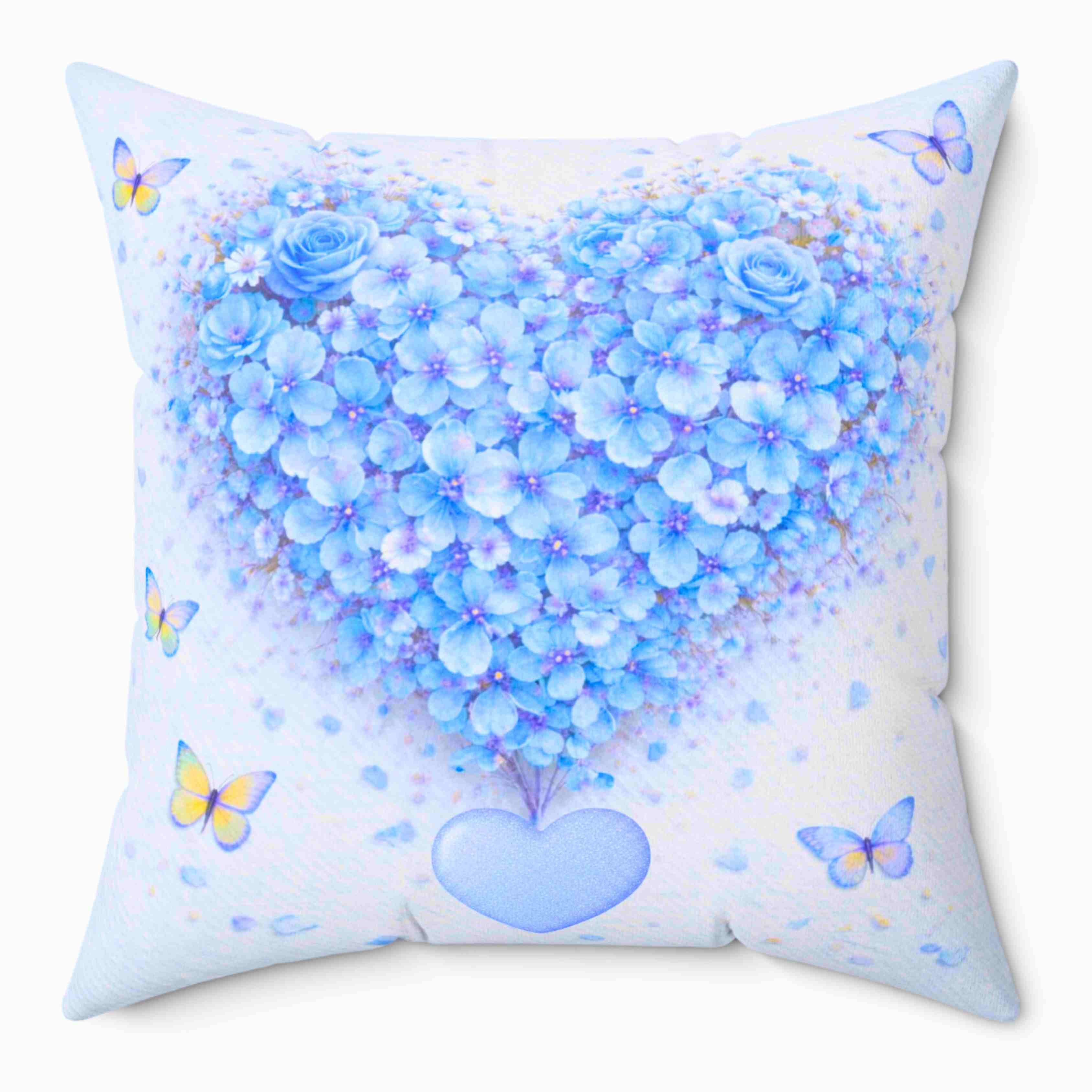 Blue Floral Couch Cushion | Spun Polyester Square Pillow product thumbnail image