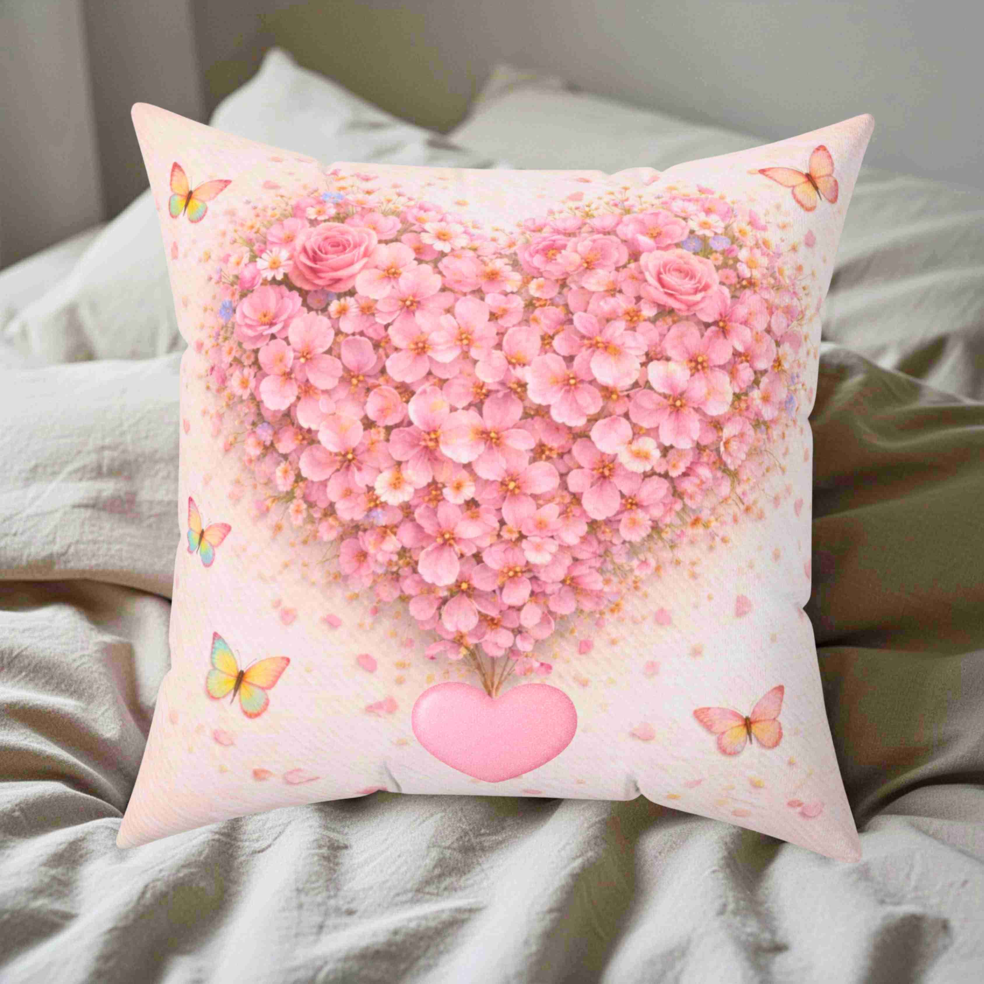 Floral Heart Cushion - Pink Blossom Decorative Throw Pillow for Holidays and Home Decor product thumbnail image Floral Heart Cushion - Pink Blossom Decorative Throw Pillow for Holidays and Home Decor product thumbnail image
