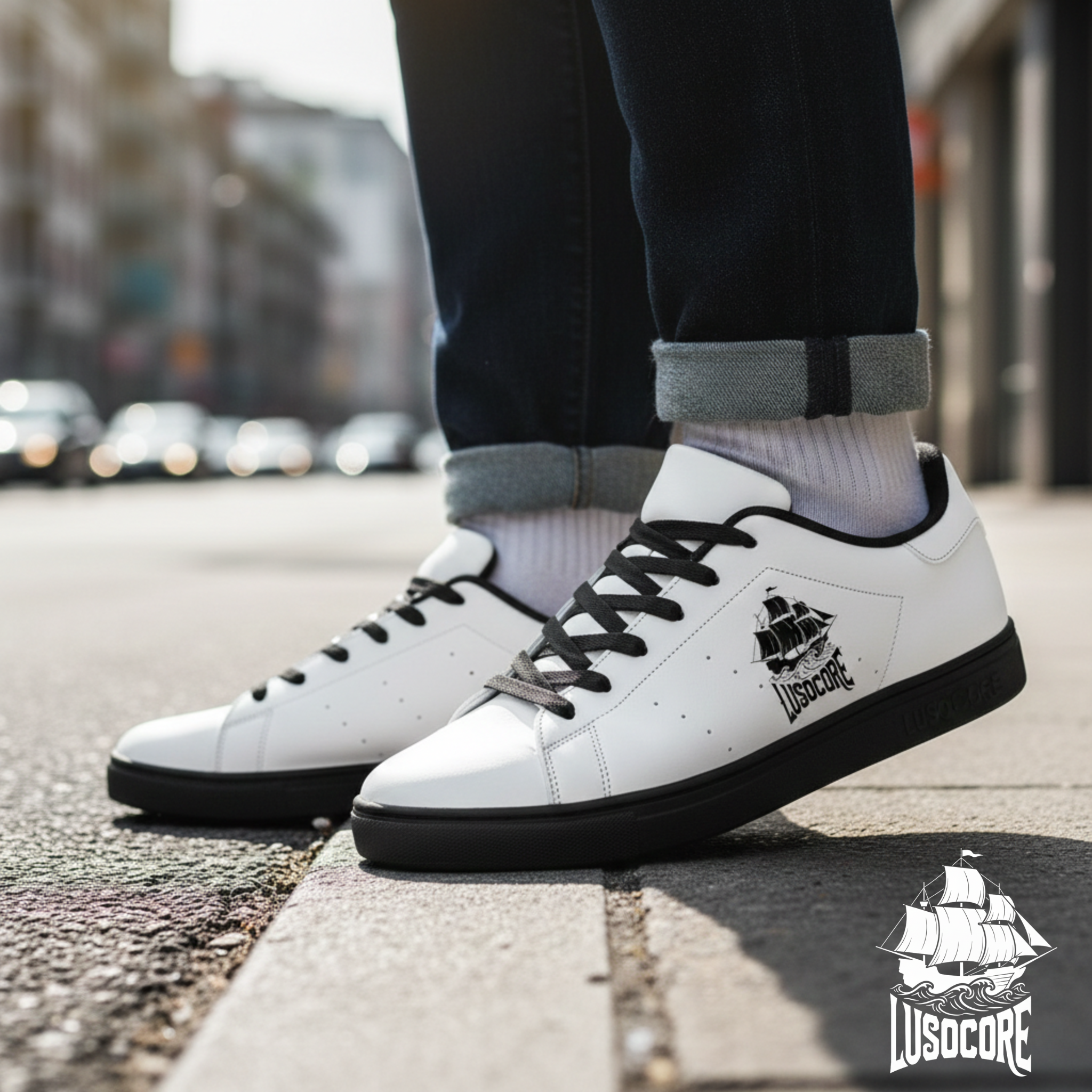 LusoCore Leather Low-Top Sneakers — Men's Casual Leather Sneakers product thumbnail image