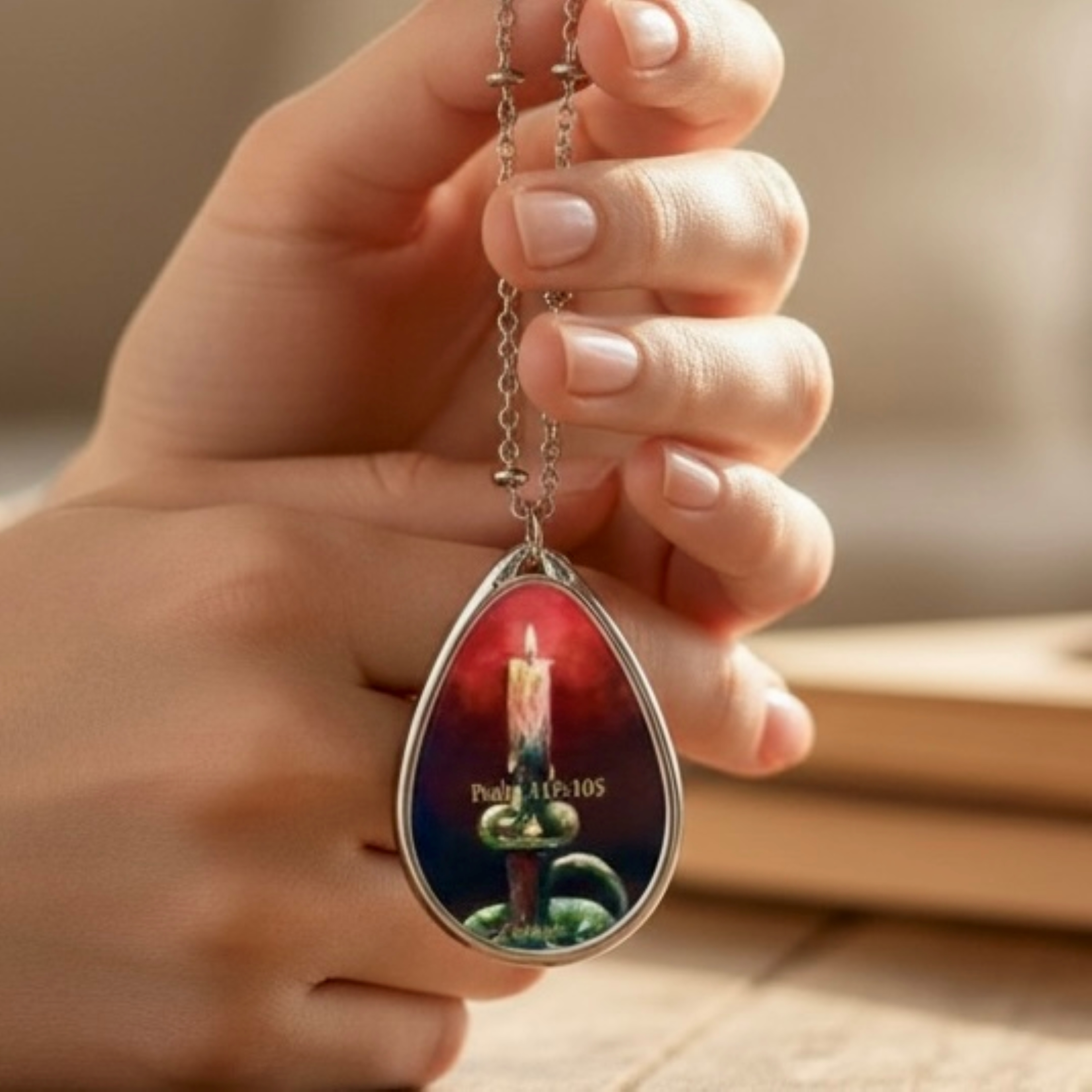 Oval Necklace - "Midnight Candle" Artwork product thumbnail image