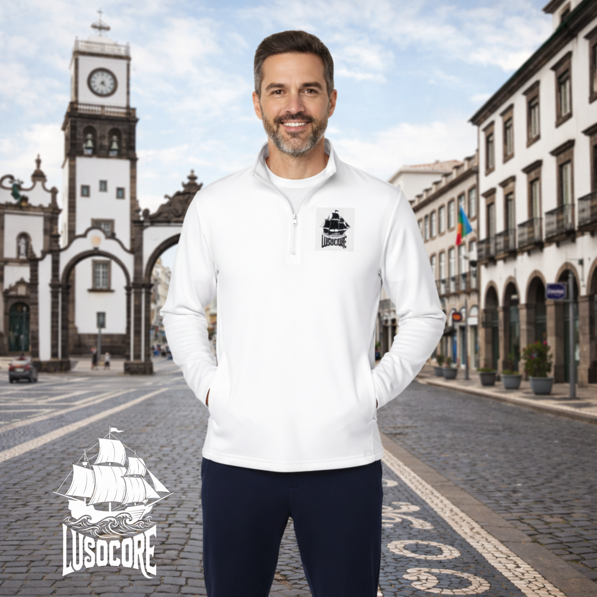 Vintage Black Ship LUSOCORE Quarter-Zip Pullover product thumbnail image Vintage Black Ship LUSOCORE Quarter-Zip Pullover product thumbnail image