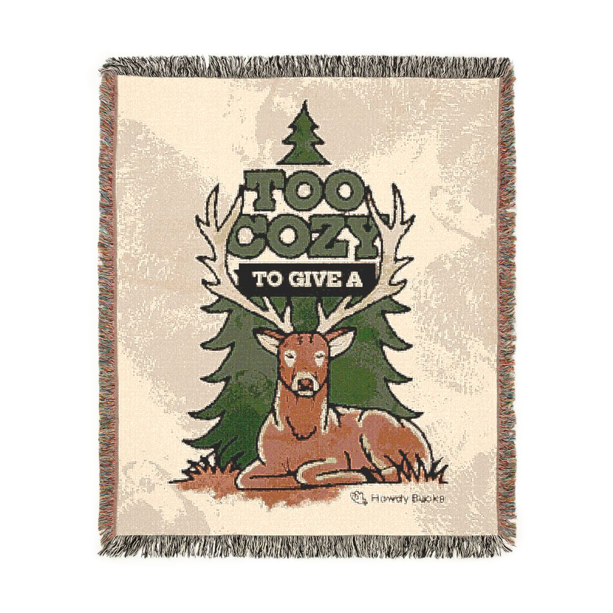 "Too Cozy to Give a Buck" Woven Blanket product thumbnail image "Too Cozy to Give a Buck" Woven Blanket product thumbnail image