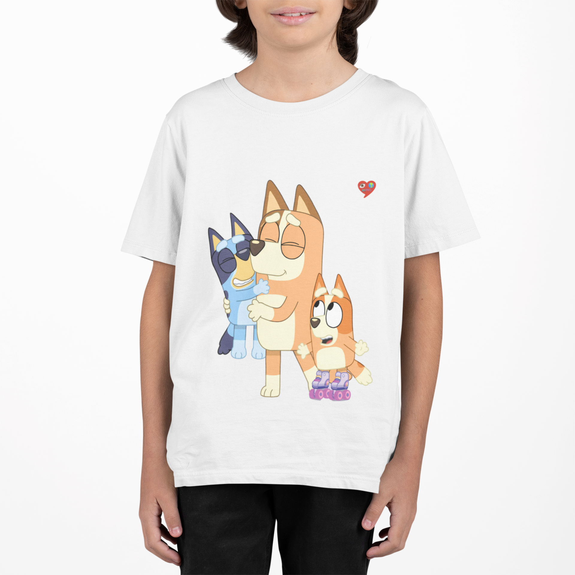 Kids Tee — Cute Bluey Family Hug Design product thumbnail image Kids Tee — Cute Bluey Family Hug Design product thumbnail image