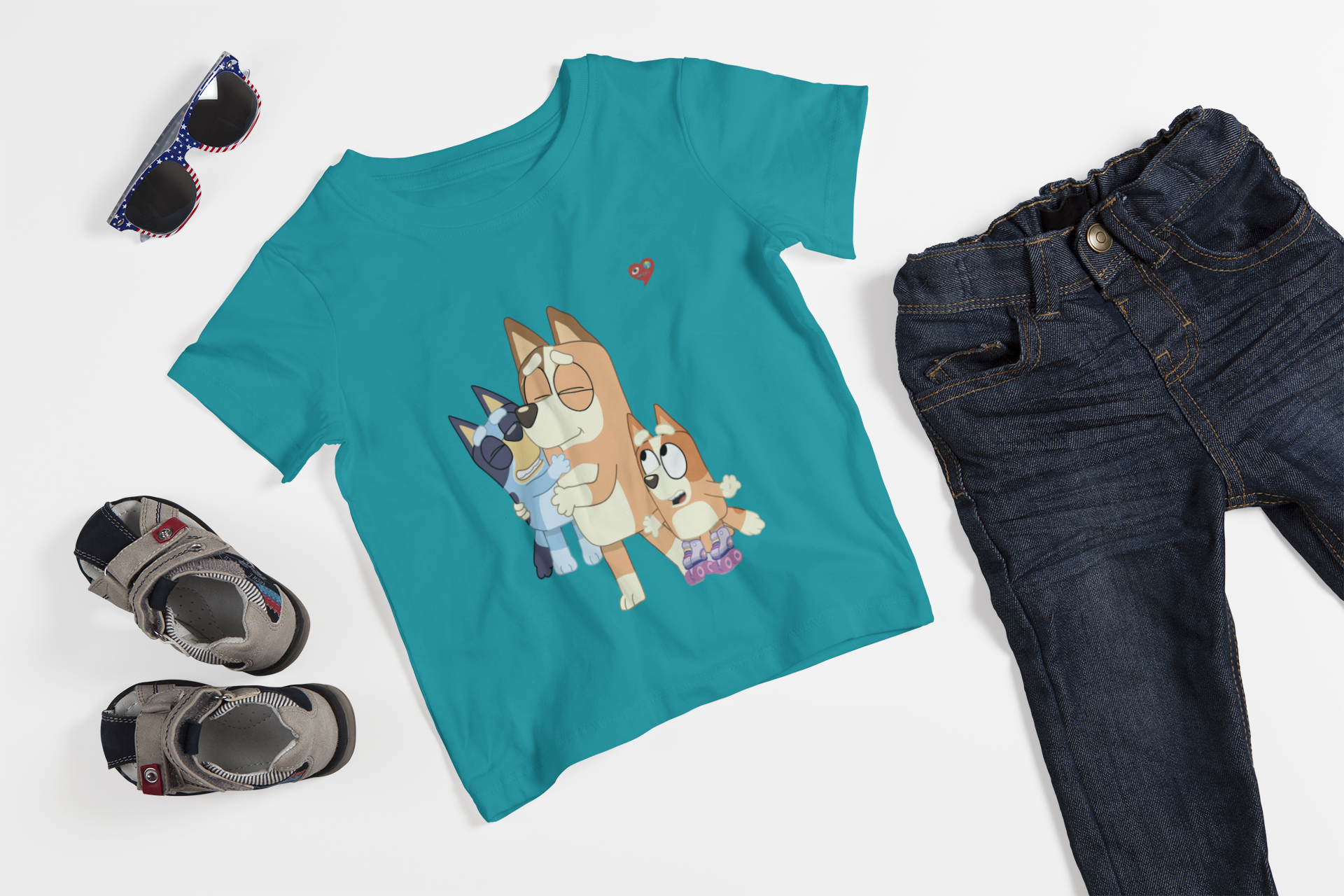 Kids Tee — Cute Bluey Family Hug Design product thumbnail image Kids Tee — Cute Bluey Family Hug Design product thumbnail image