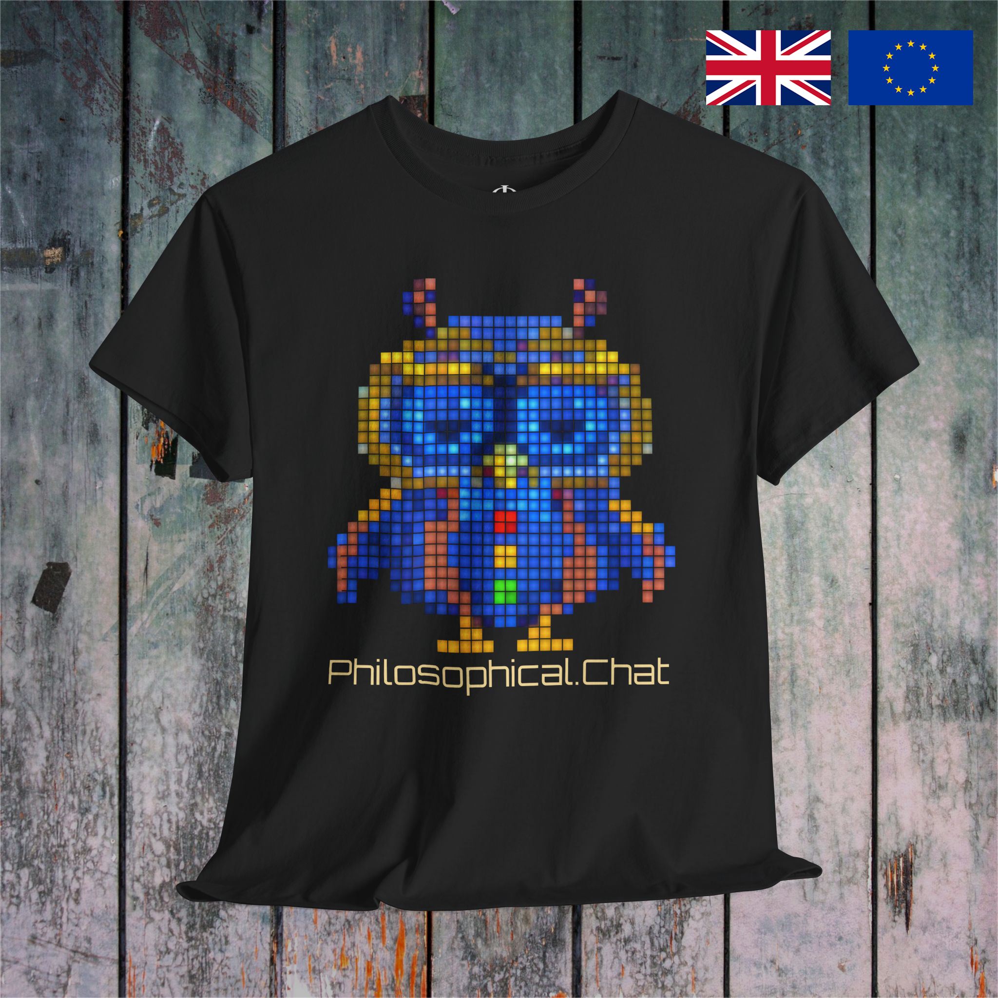 Pixel Owlbot, UK Stock - Unisex T‑Shirt product thumbnail image