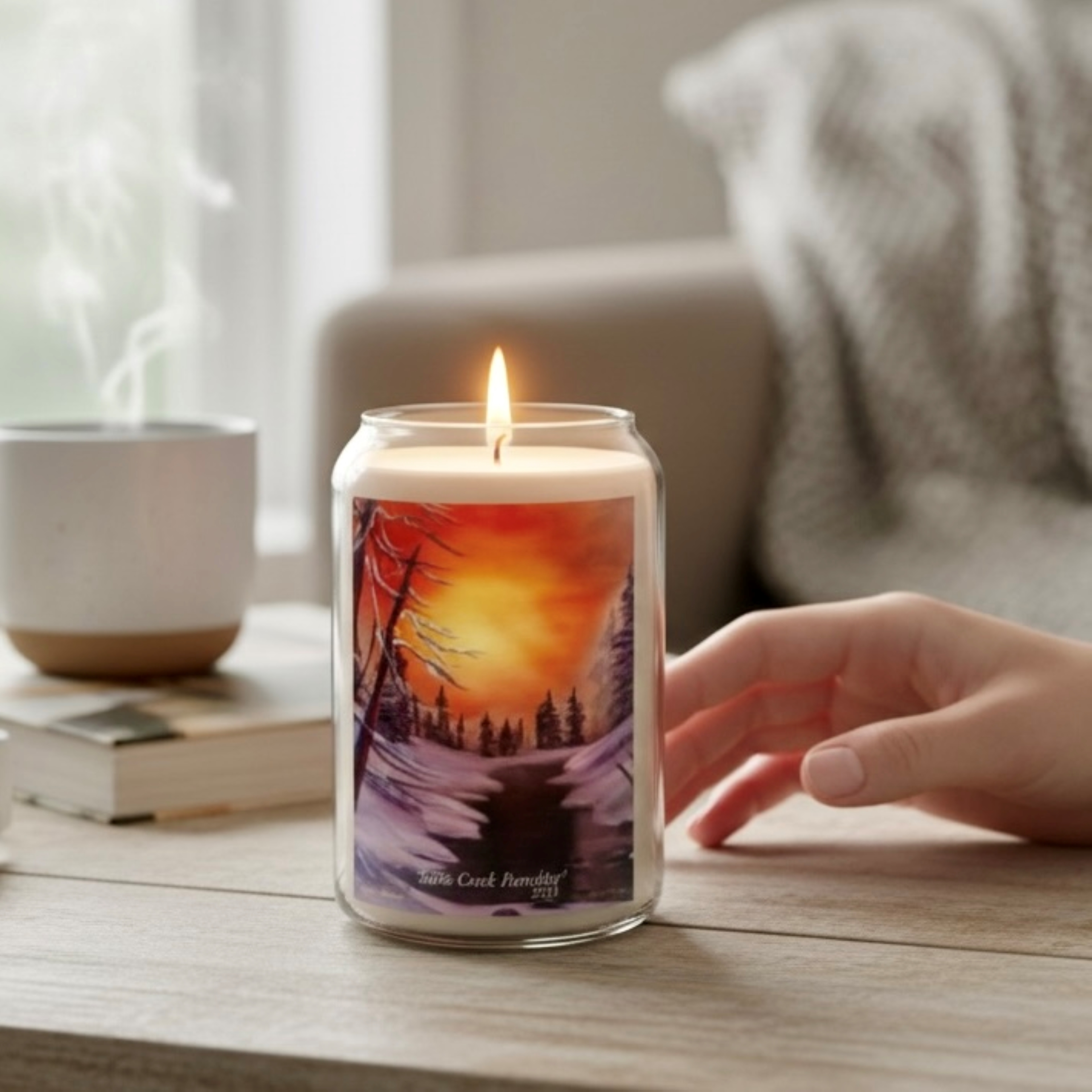 Snow Creek Paradise Soy Candle — Winter Sunset River Scent (13.75 oz)