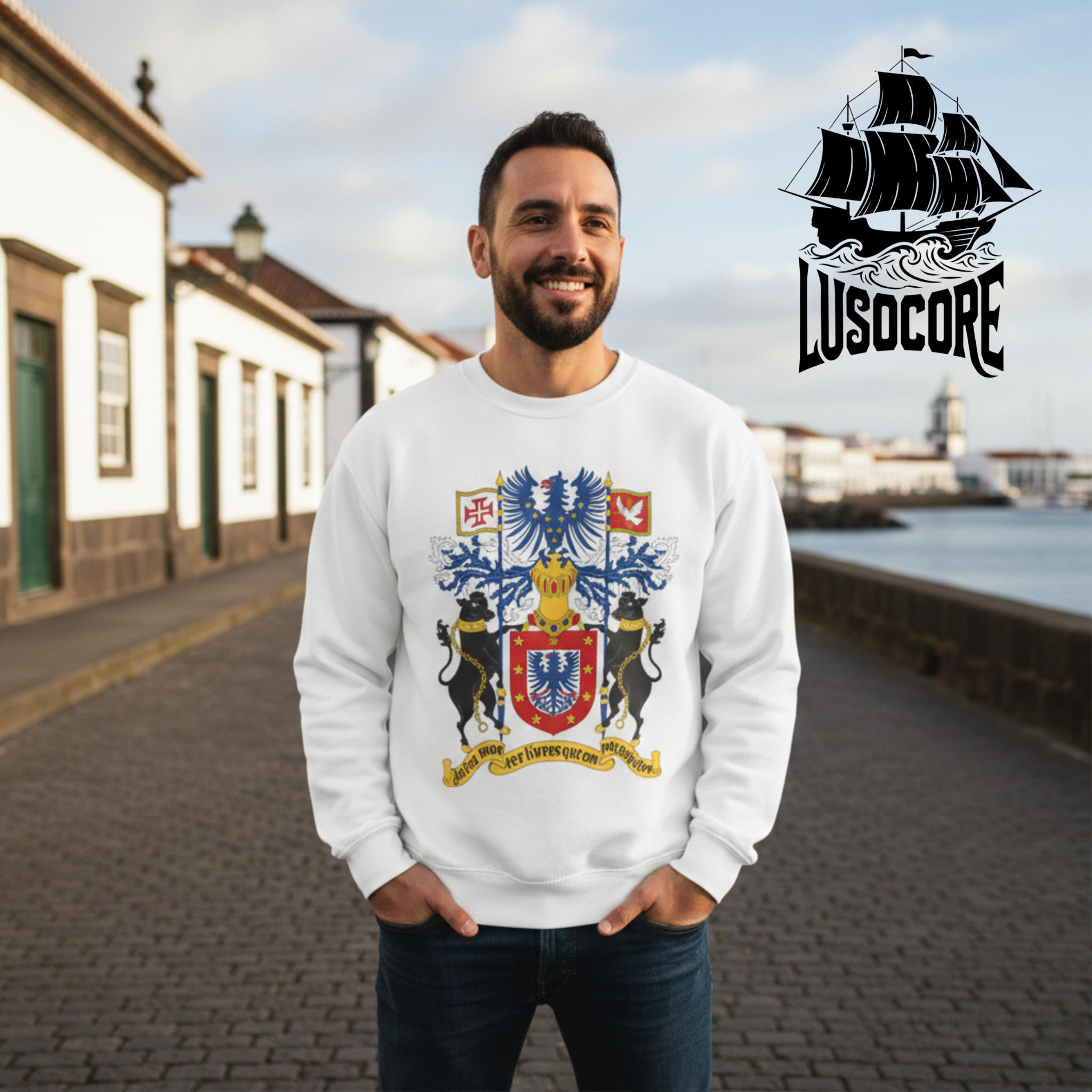 Azores Vintage Coat of Arms Sweatshirt — Retro Portuguese Heritage Crewneck product thumbnail image
