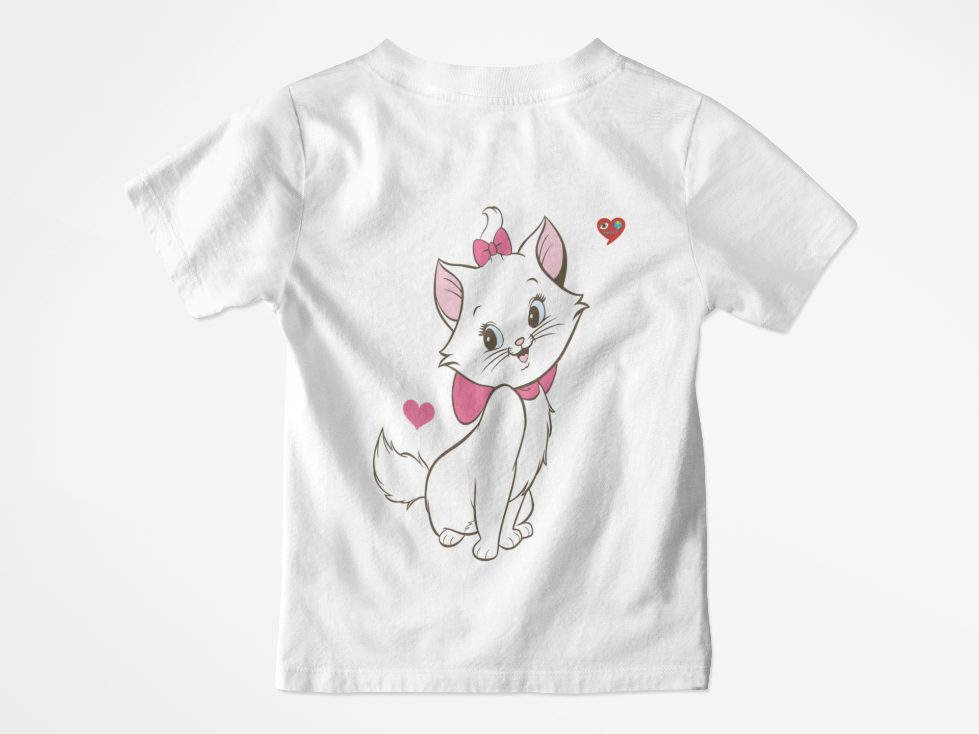 Kids Tee — Cute White Kitten with Hearts Graphic product thumbnail image Kids Tee — Cute White Kitten with Hearts Graphic product thumbnail image