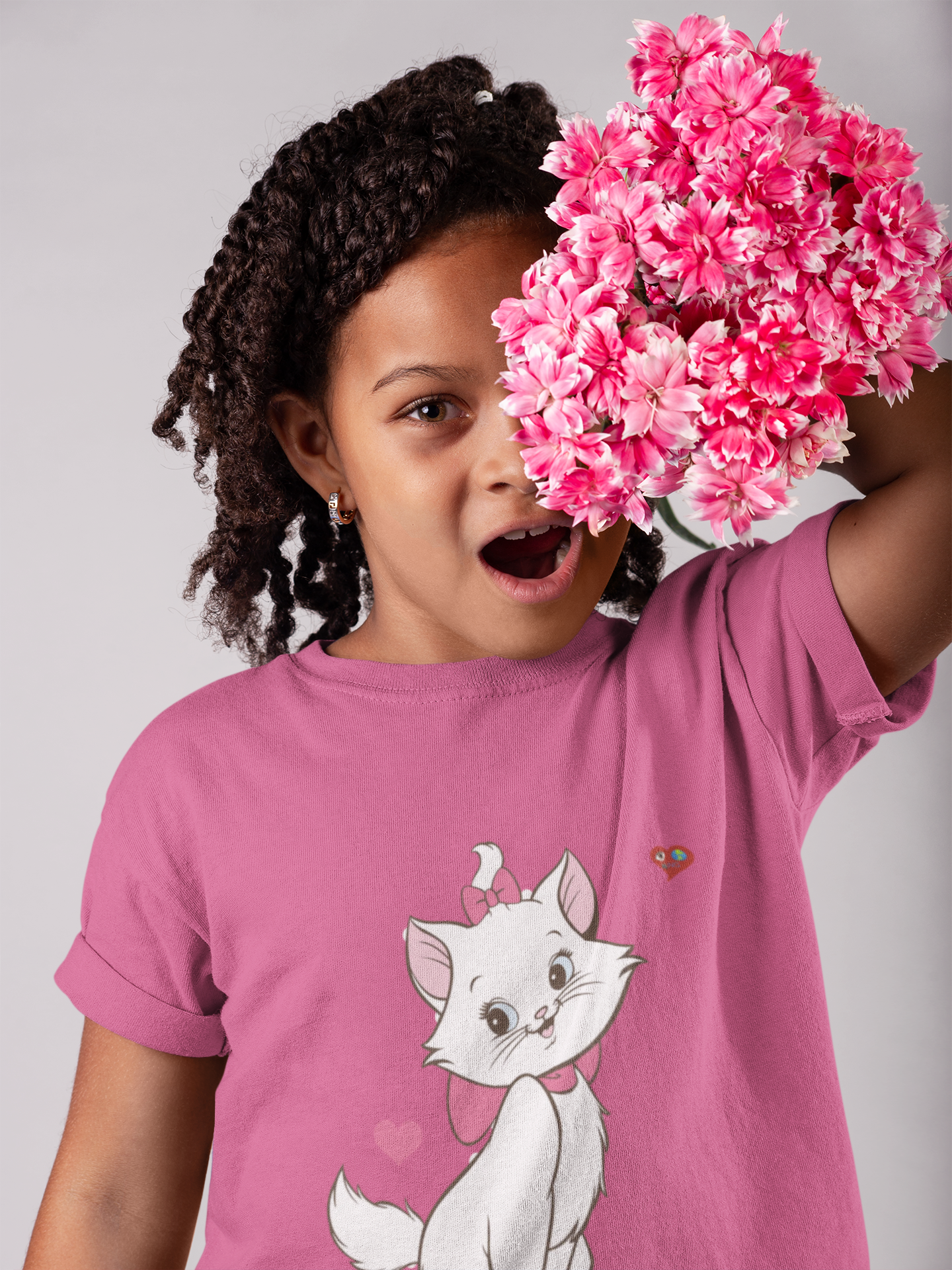 Kids Tee — Cute White Kitten with Hearts Graphic product thumbnail image Kids Tee — Cute White Kitten with Hearts Graphic product thumbnail image