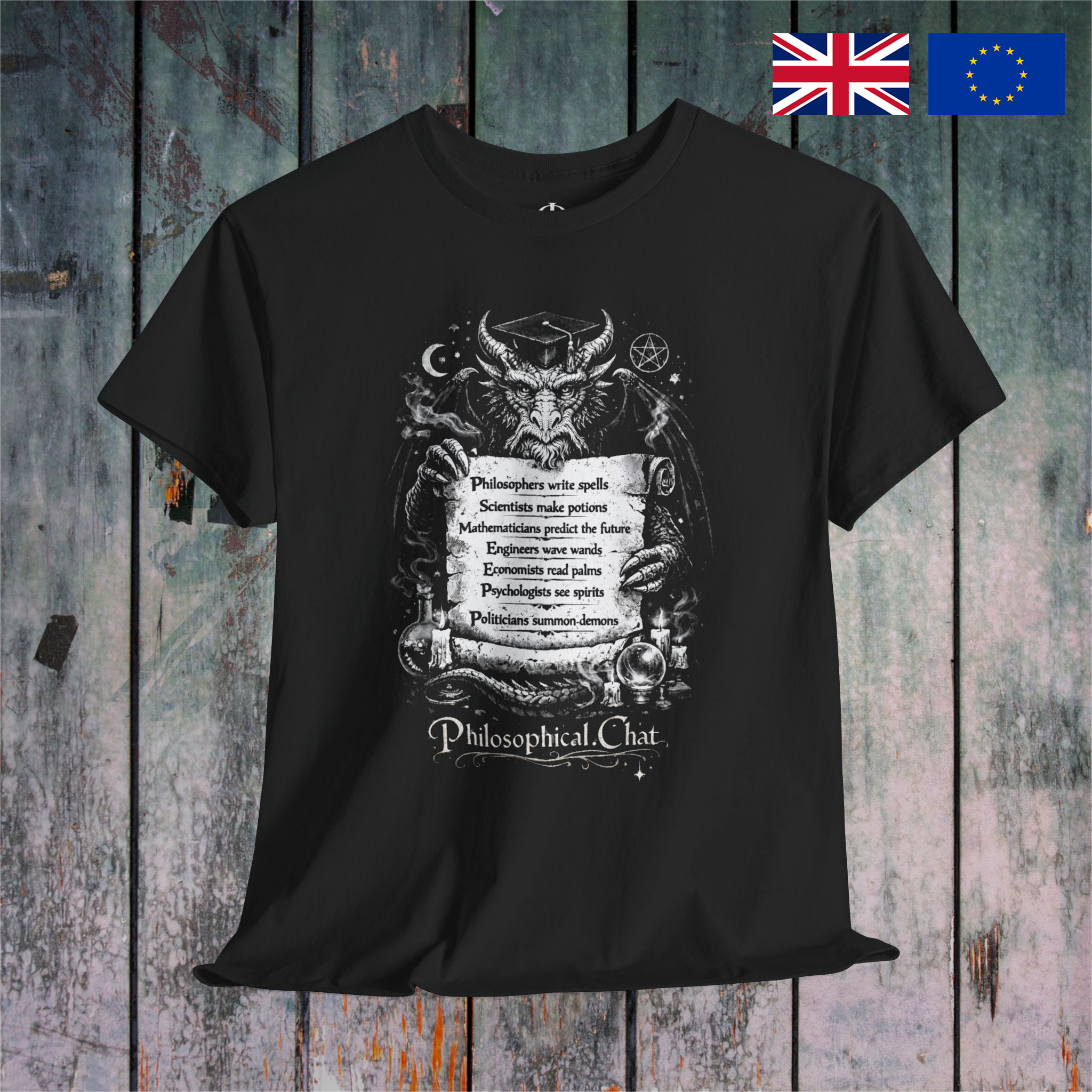 Philosophical Dragon, UK Stock - Unisex T‑Shirt product thumbnail image Philosophical Dragon, UK Stock - Unisex T‑Shirt product thumbnail image