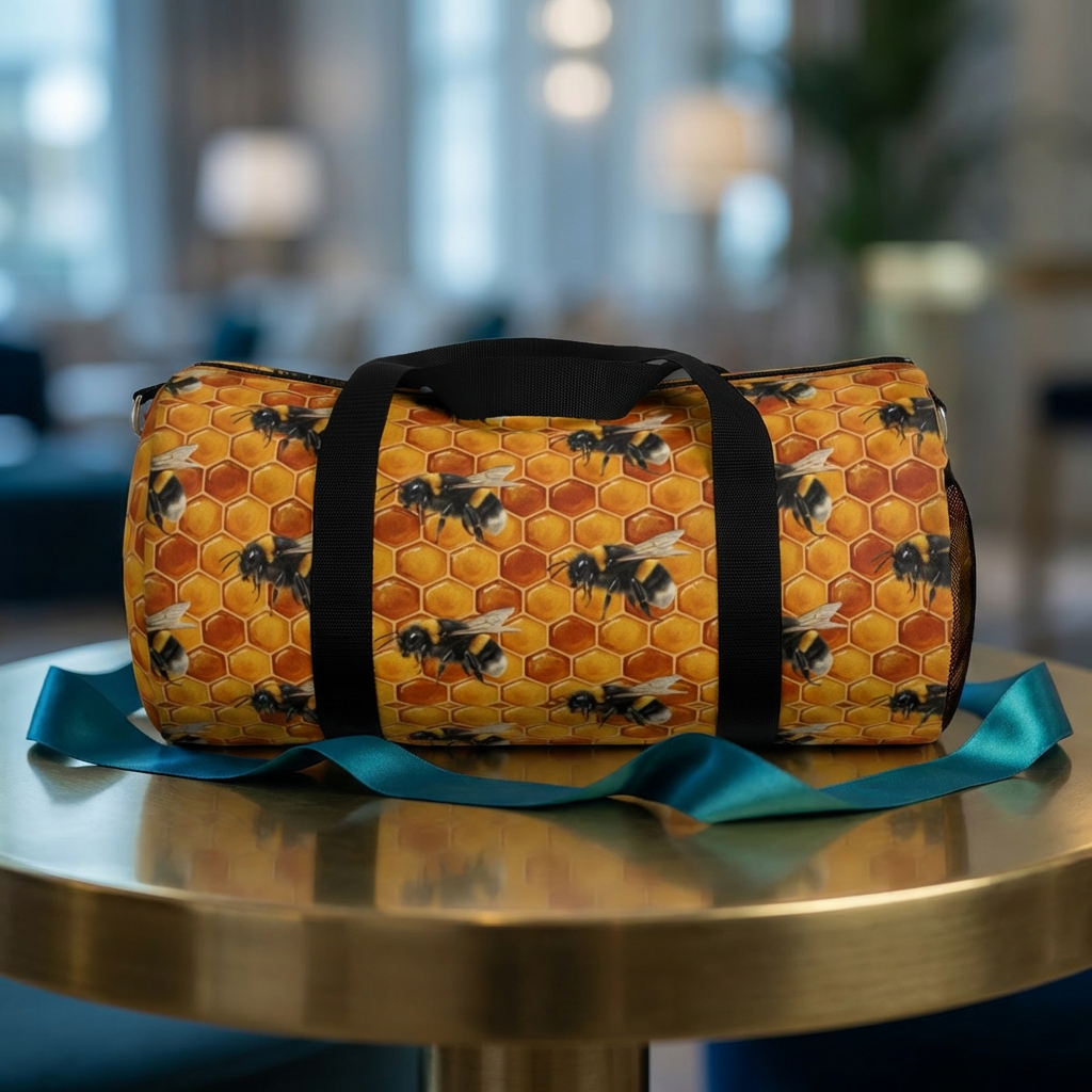 Bee Honeycomb Duffel Bag — Yellow Honey Bee Travel Gym Bag