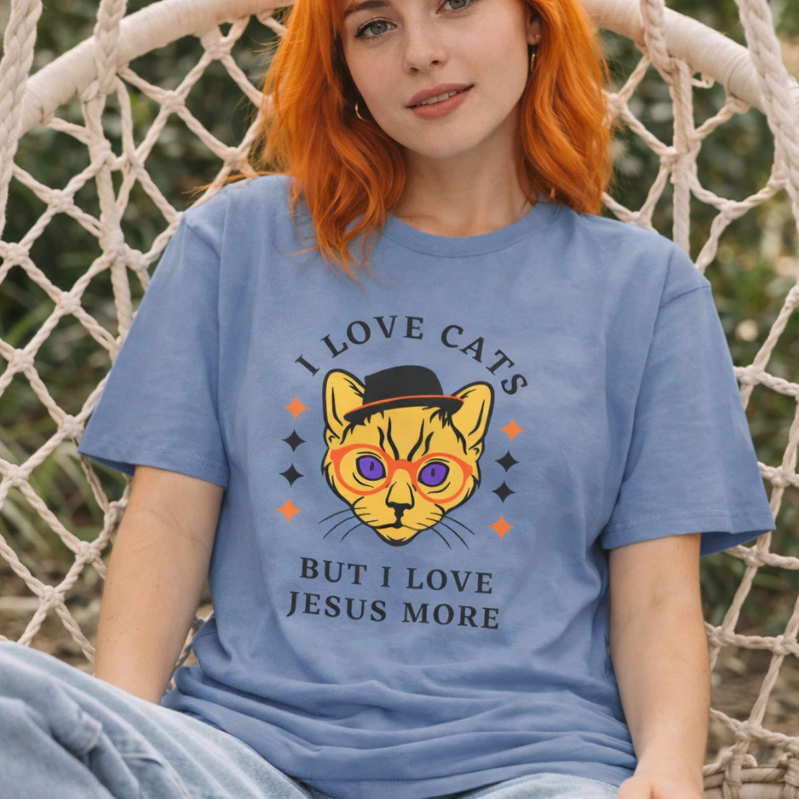 'Jesus Over Cats' Short Sleeve Tee