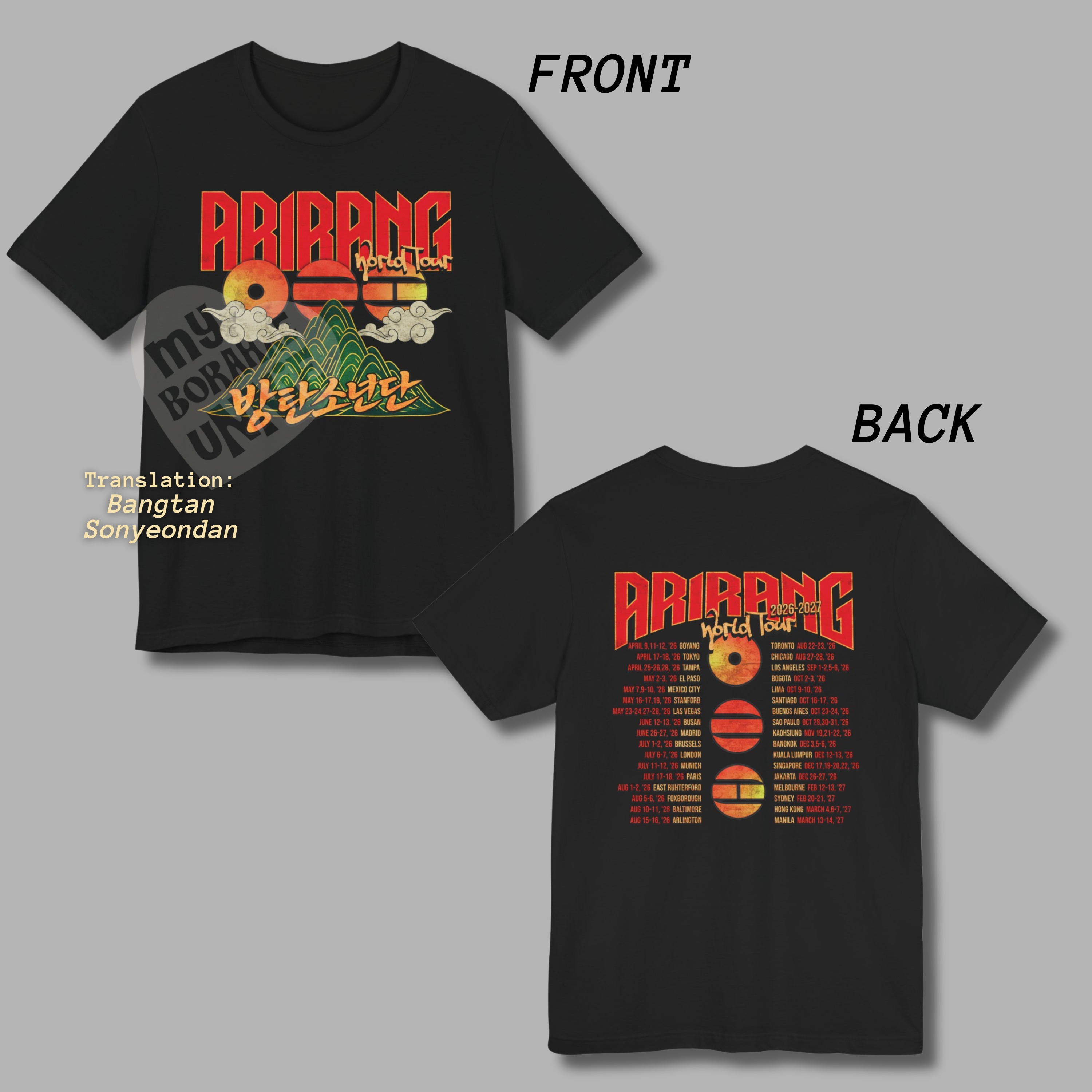 Arirang Tour Unisex Tee, Printed on Front and Back product thumbnail image