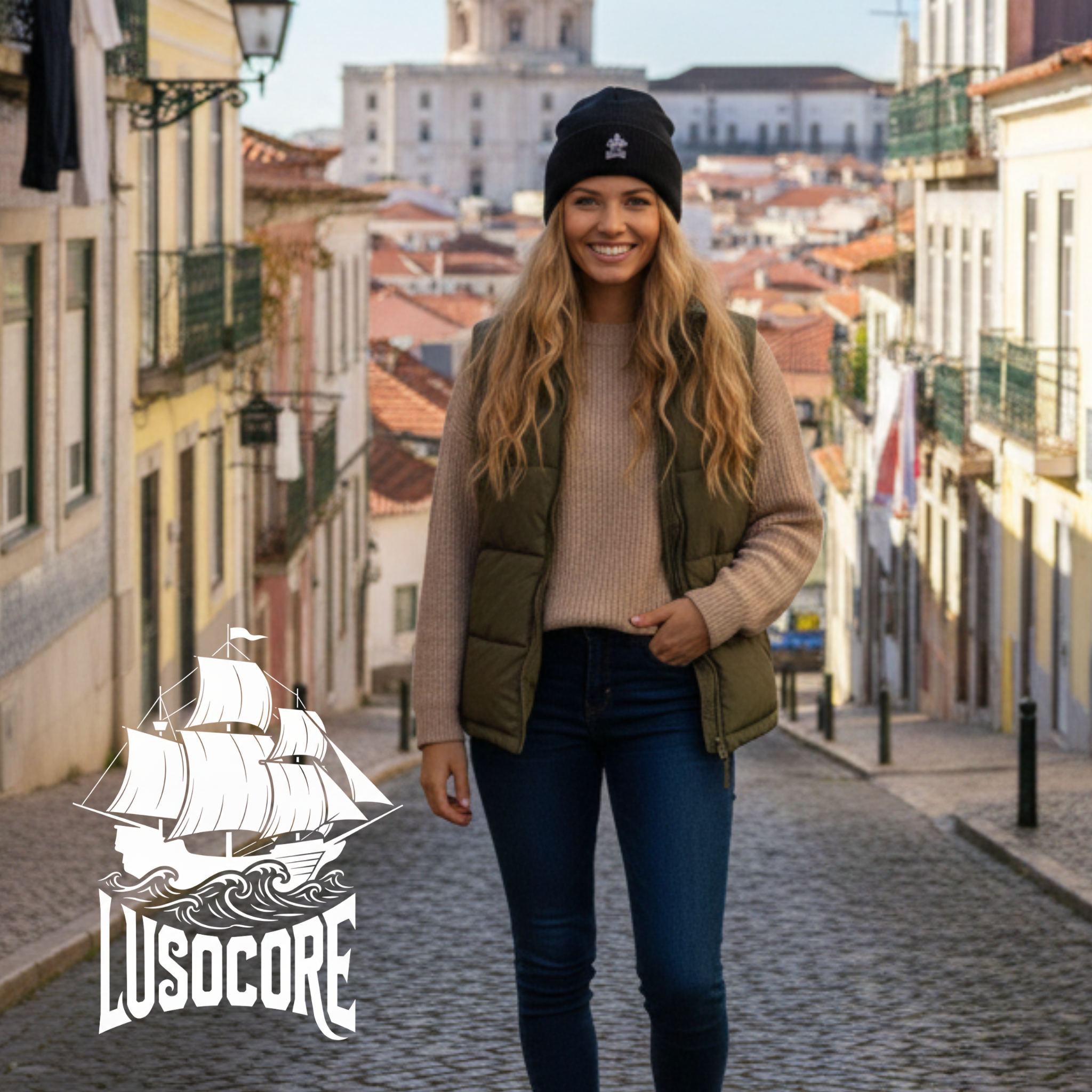 LusoCore Embroidered Classic Cuffed Beanie — Cozy Logo Knit Hat product thumbnail image