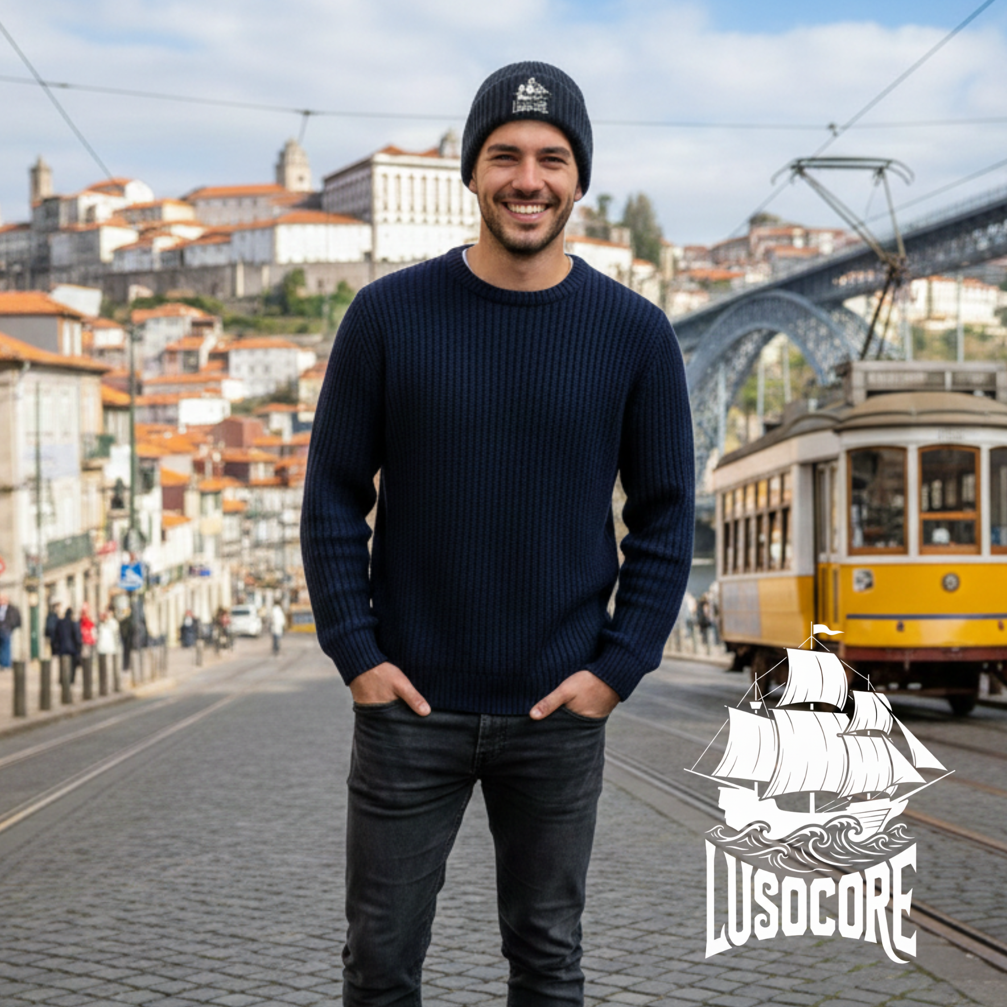 LusoCore Embroidered Classic Cuffed Beanie — Cozy Logo Knit Hat product thumbnail image