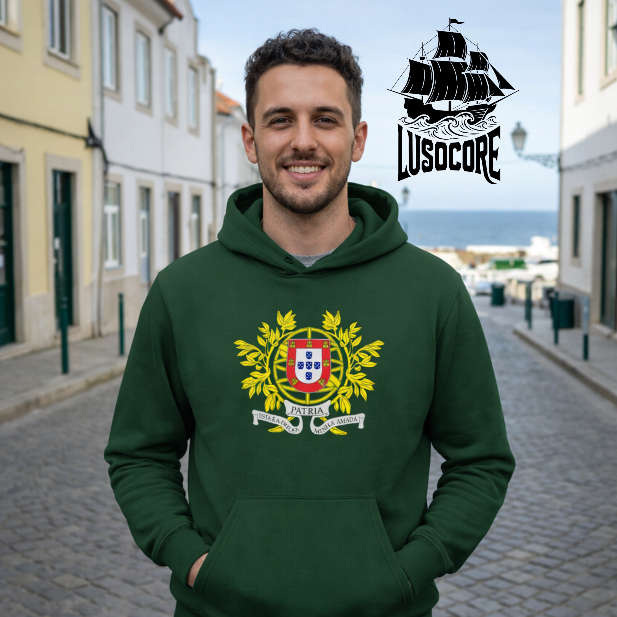 Portugal Coat of Arms Hoodie — Portuguese Crest National Flag Pullover product thumbnail image Portugal Coat of Arms Hoodie — Portuguese Crest National Flag Pullover product thumbnail image