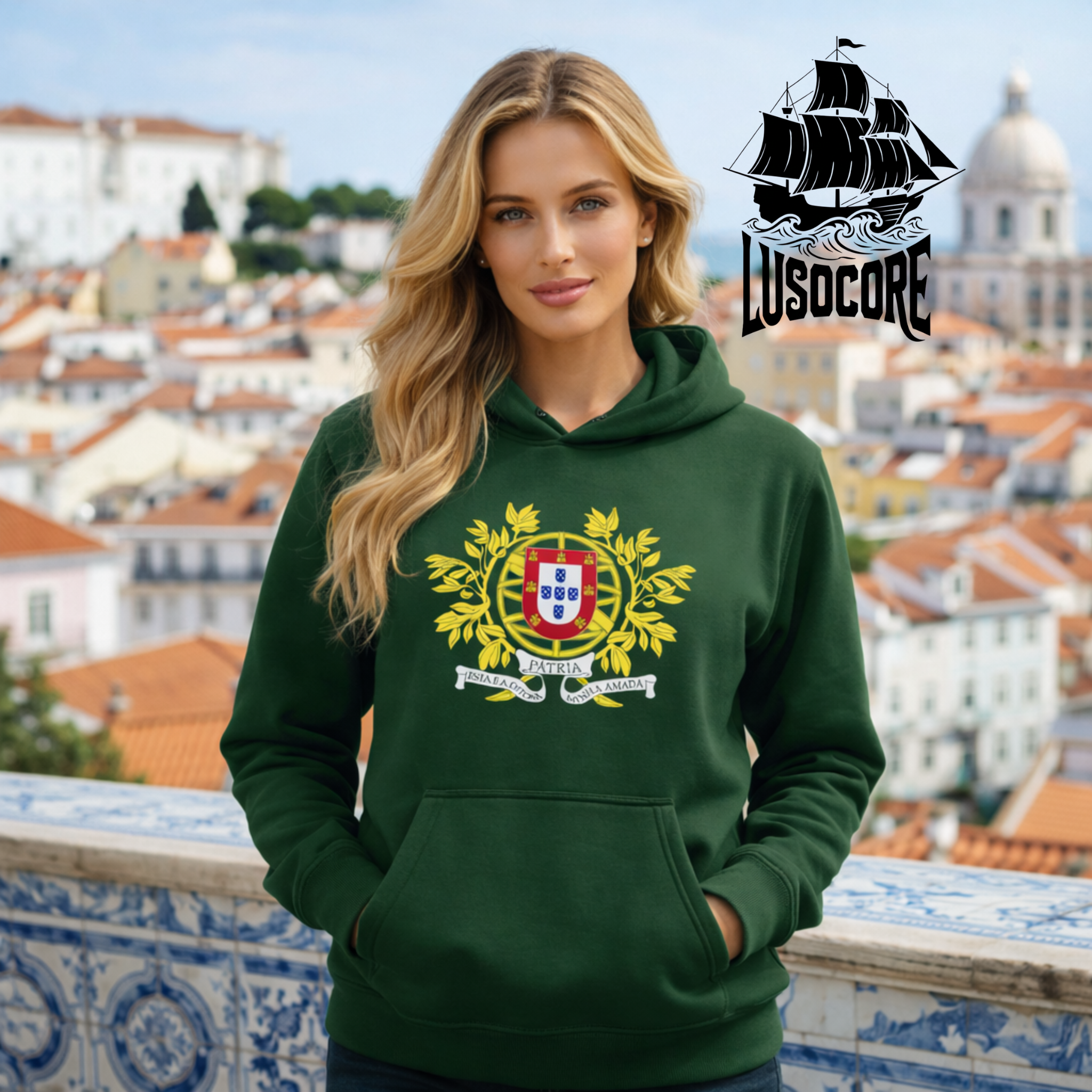 Portugal Coat of Arms Hoodie — Portuguese Crest National Flag Pullover product thumbnail image Portugal Coat of Arms Hoodie — Portuguese Crest National Flag Pullover product thumbnail image