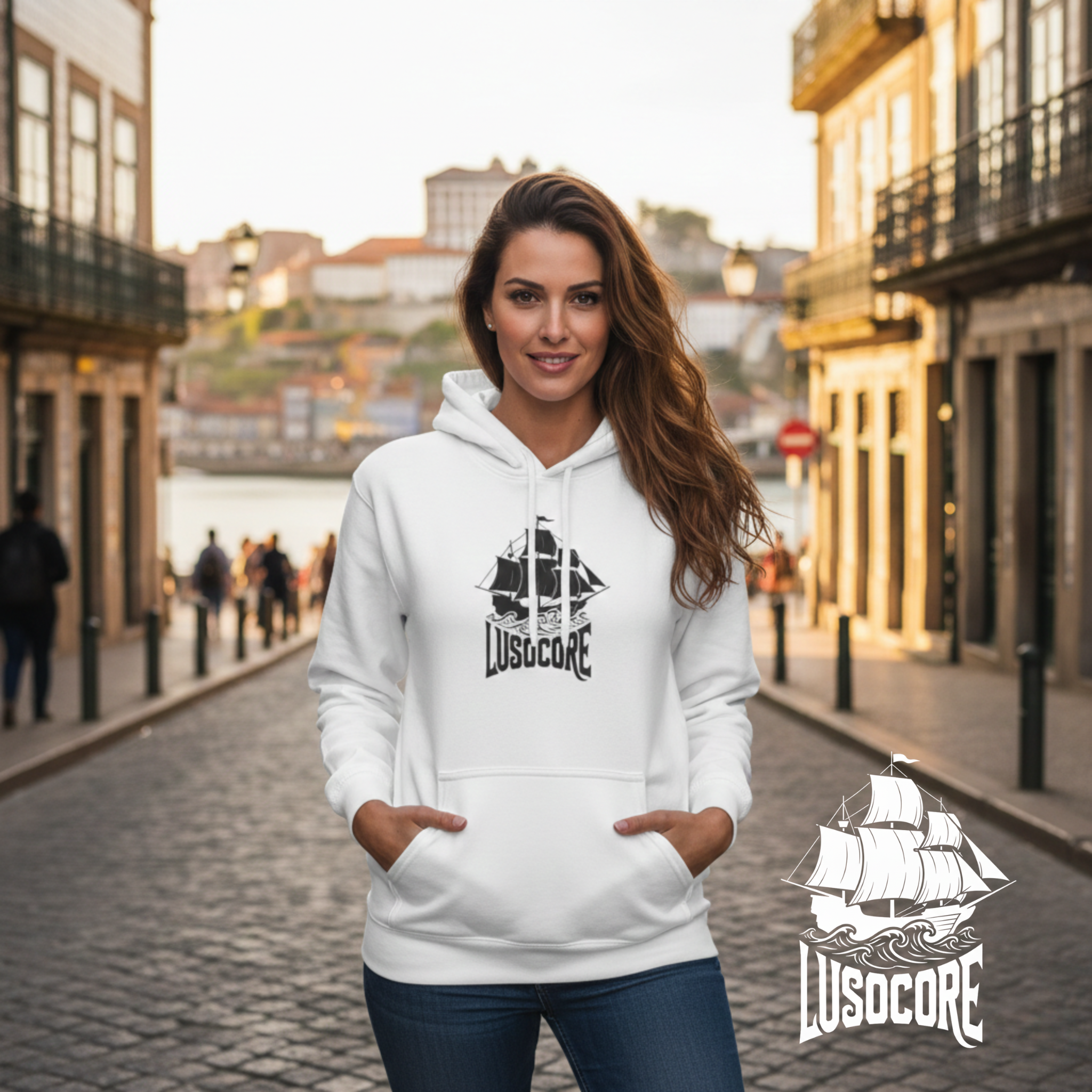 White LusoCore Hoodie product thumbnail image