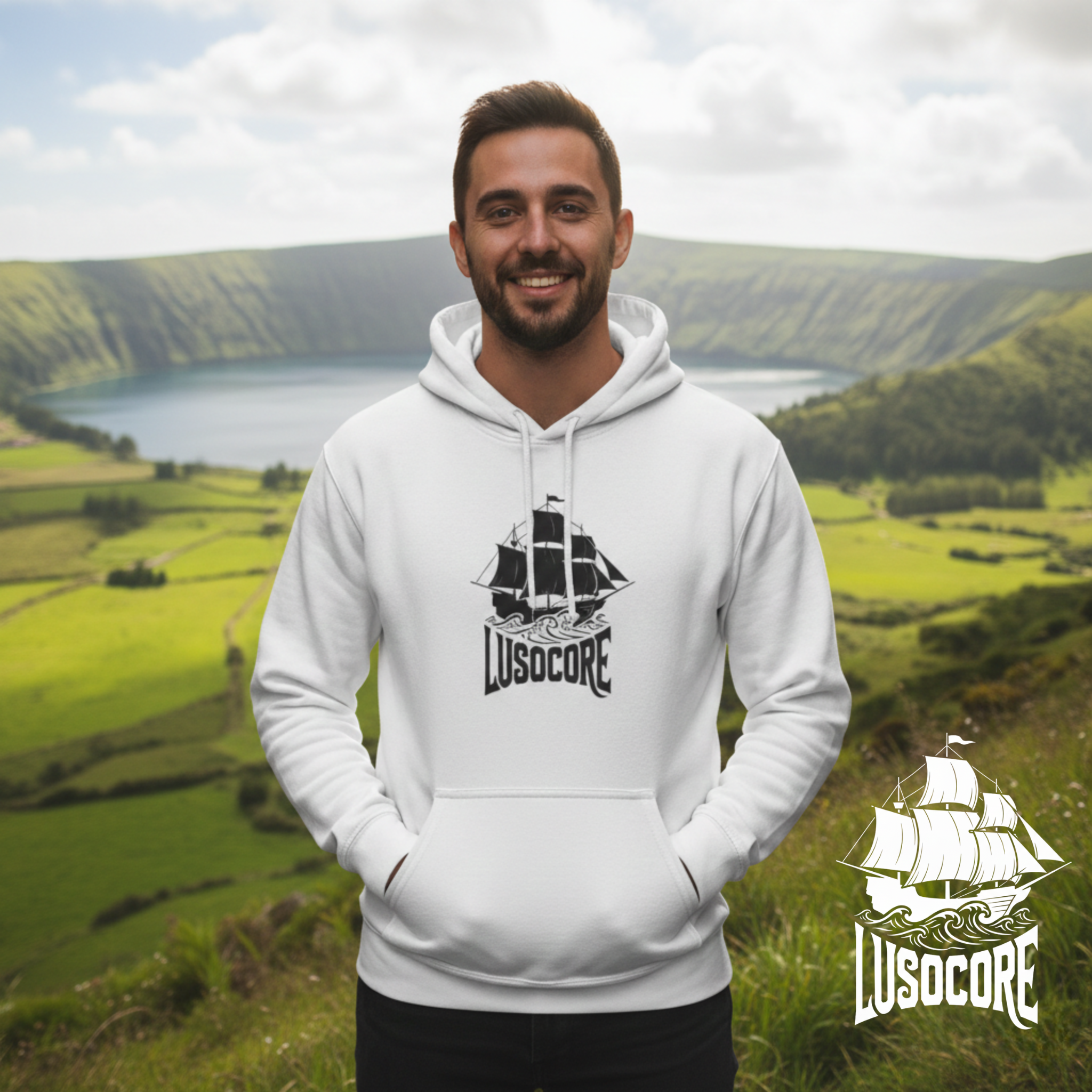 White LusoCore Hoodie product thumbnail image