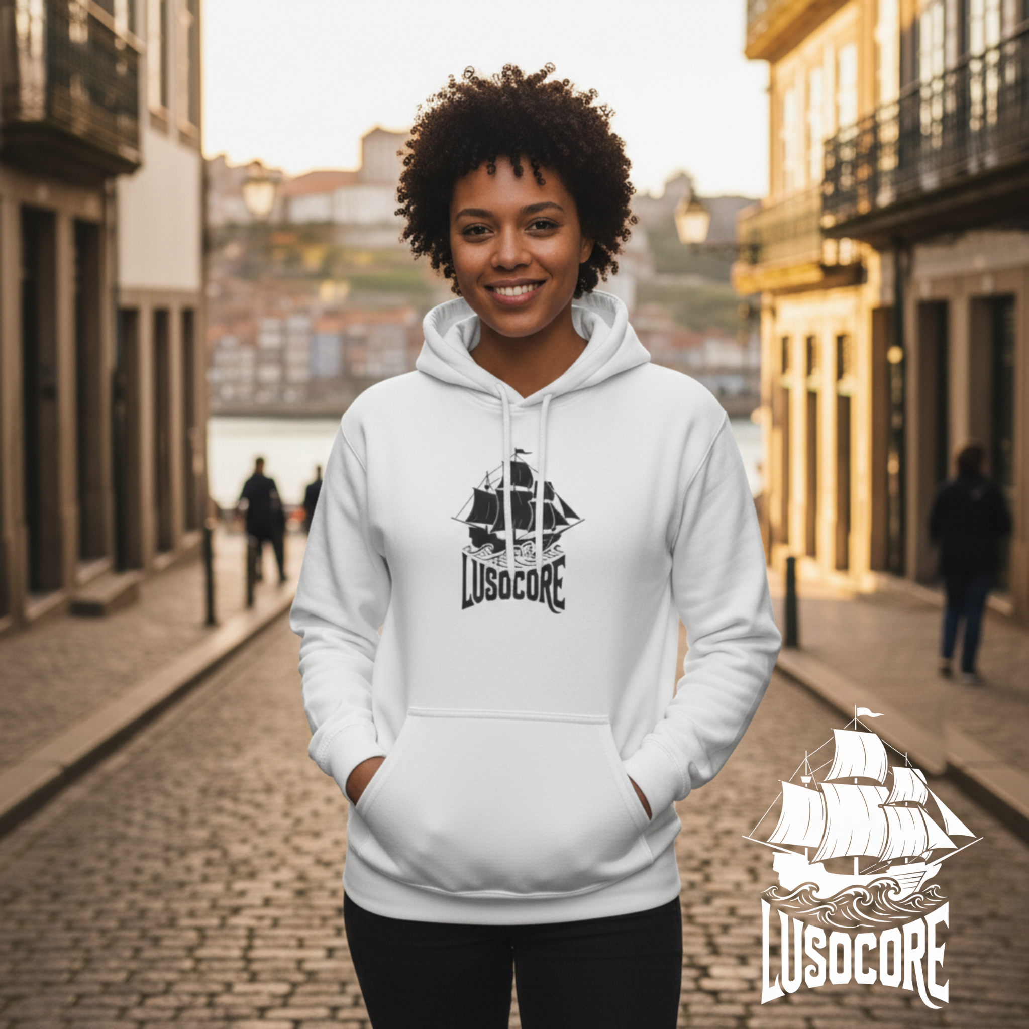White LusoCore Hoodie product thumbnail image