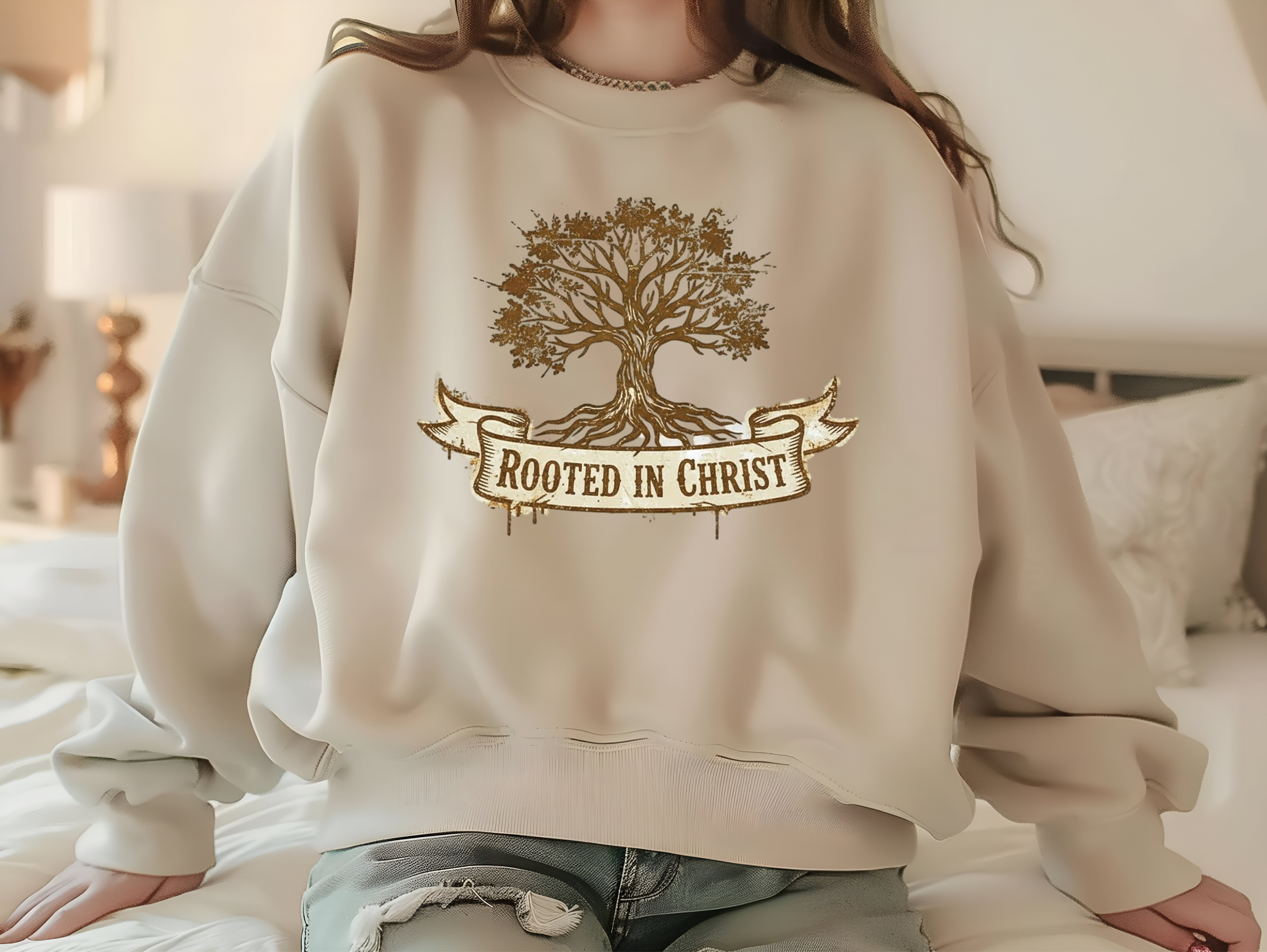 Rooted in Christ Sweatshirt — Christian Tree Faith Pullover