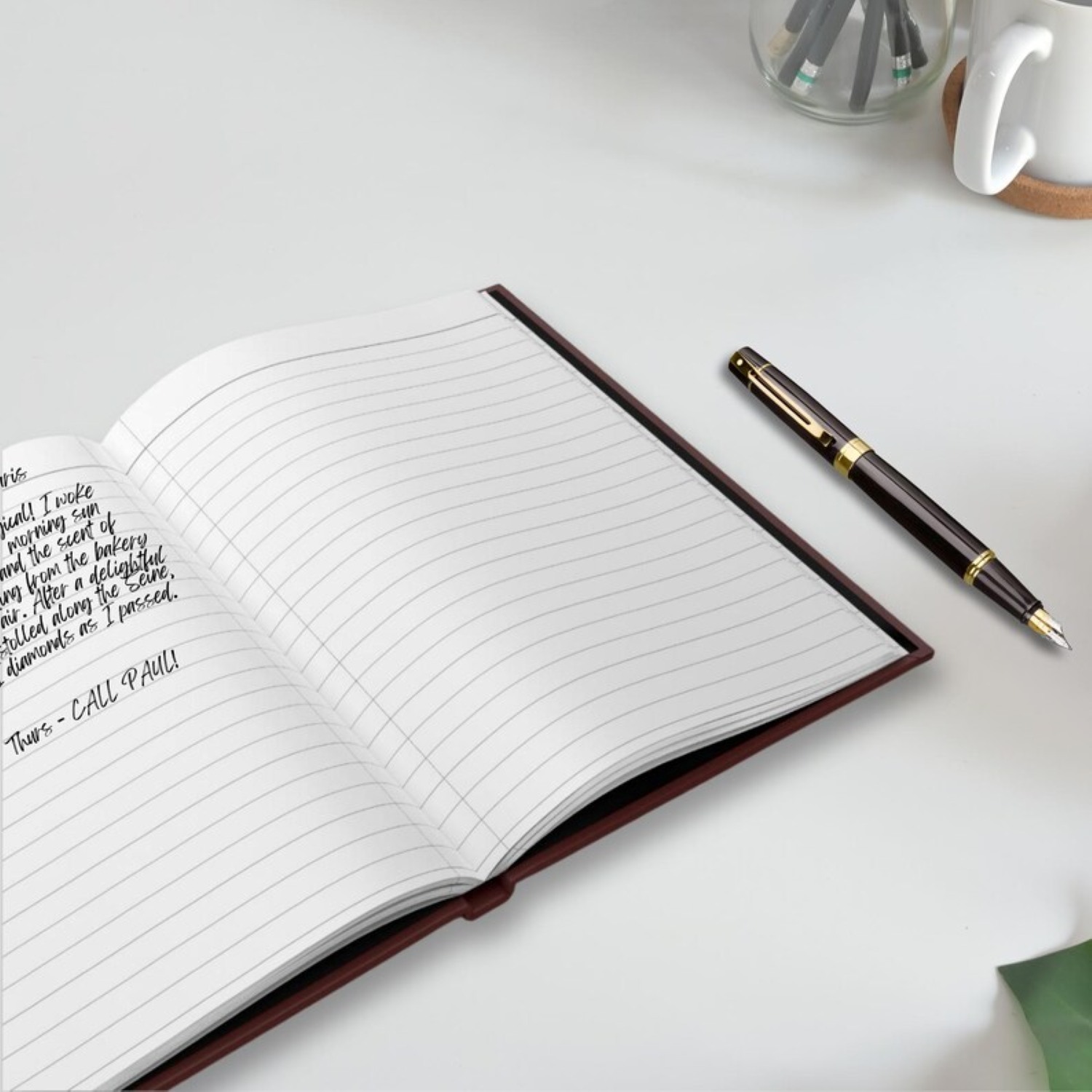 Personalized classic travel journal in claret with custom name and globe motif product thumbnail image