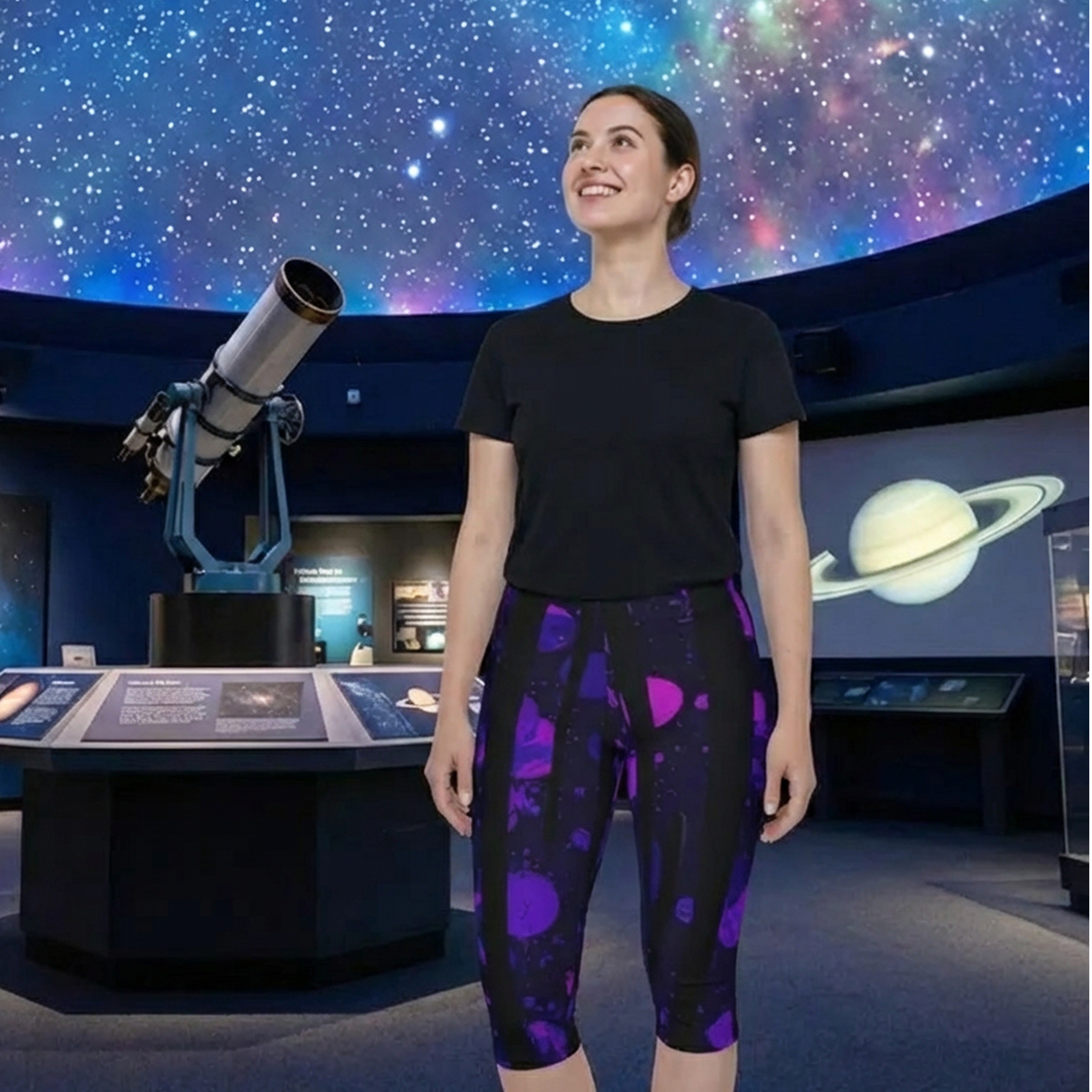 Capri Leggings — Neon Galaxy Moon Pattern product thumbnail image