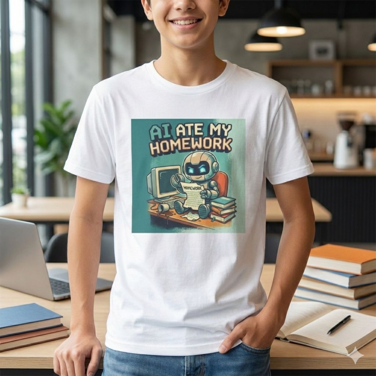 AI Ate My Homework - Unisex Softstyle T-Shirt product thumbnail image AI Ate My Homework - Unisex Softstyle T-Shirt product thumbnail image