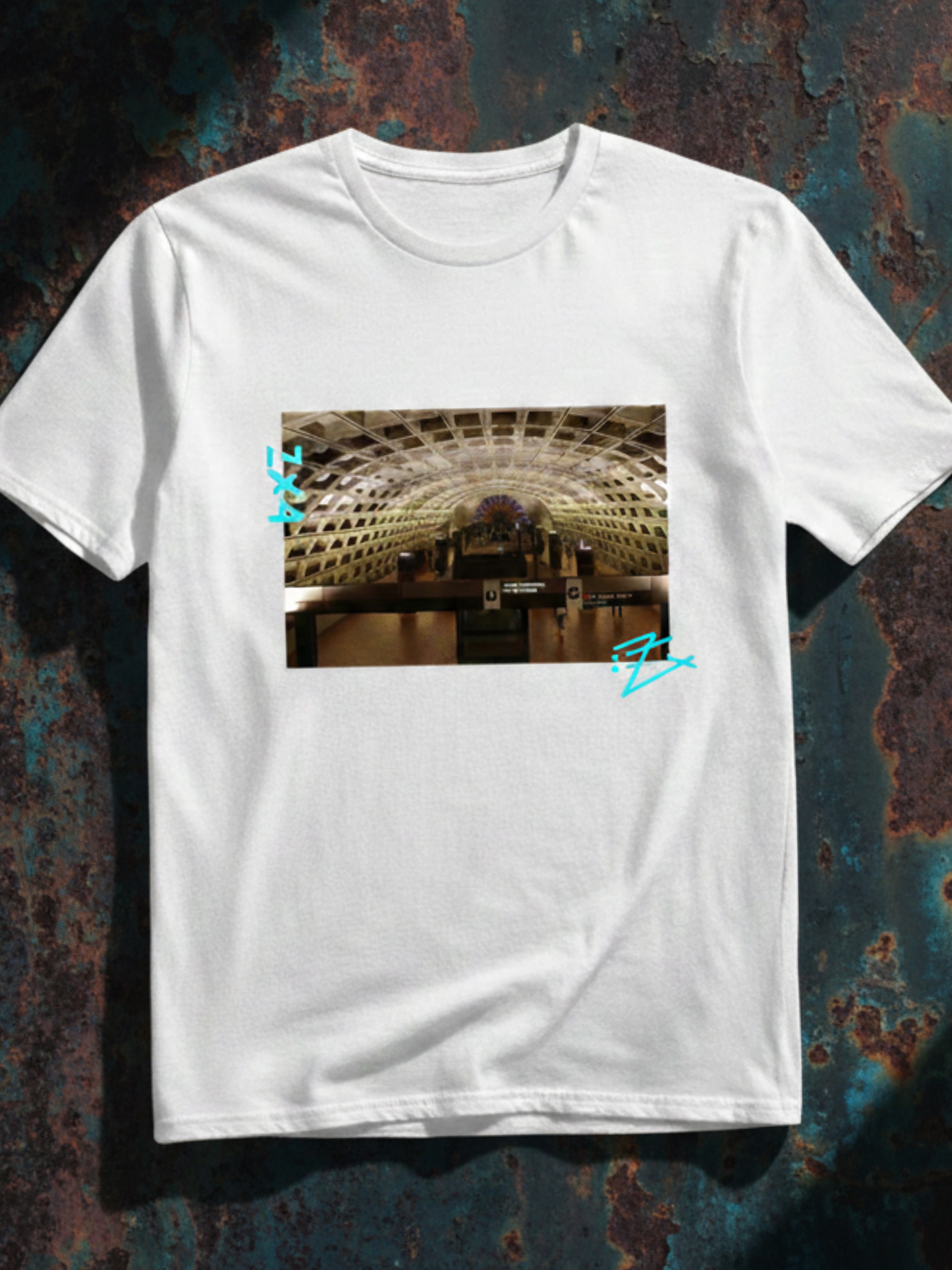 Architectural Metro Station Photo T-Shirt — Urban Transit Vibes product thumbnail image