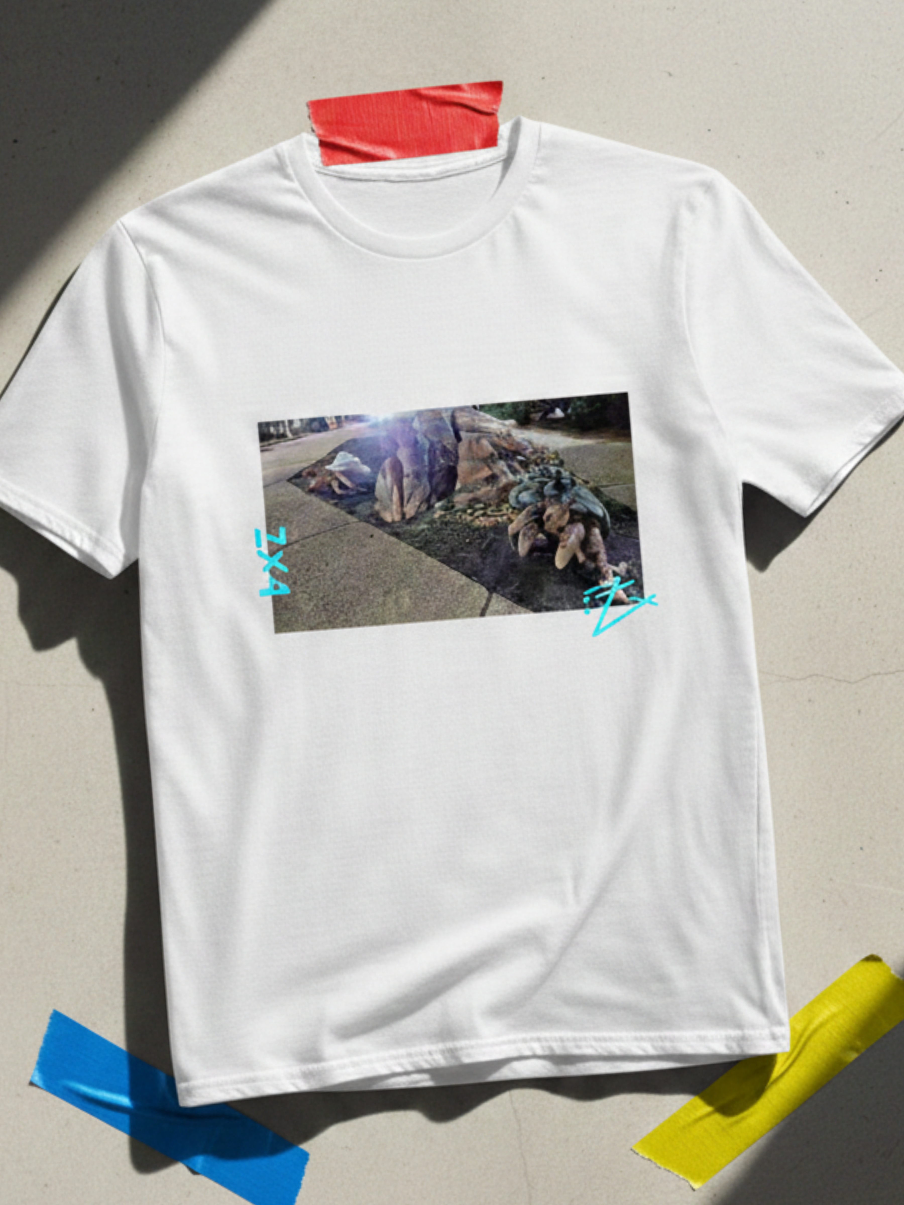 Beach crab Graphic Photo Tee – Vintage Street Scene with Blue Accent product thumbnail image
