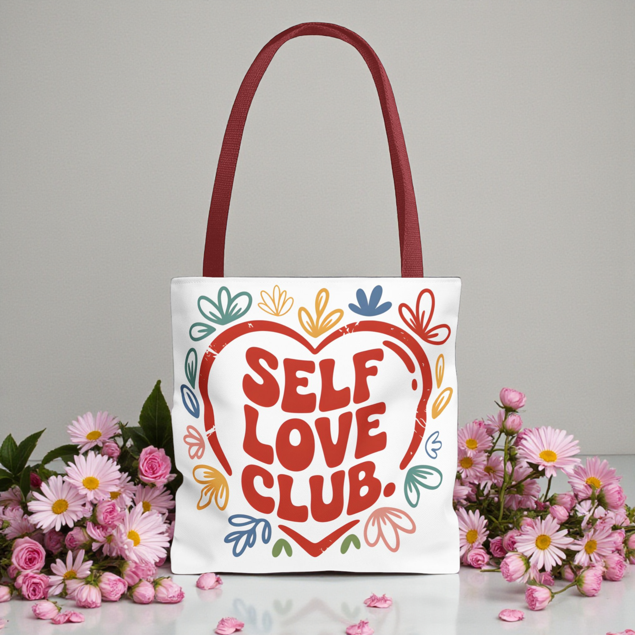 Self Love Club Tote Bag — Colorful Heart Graphic Everyday Carry product thumbnail image Self Love Club Tote Bag — Colorful Heart Graphic Everyday Carry product thumbnail image