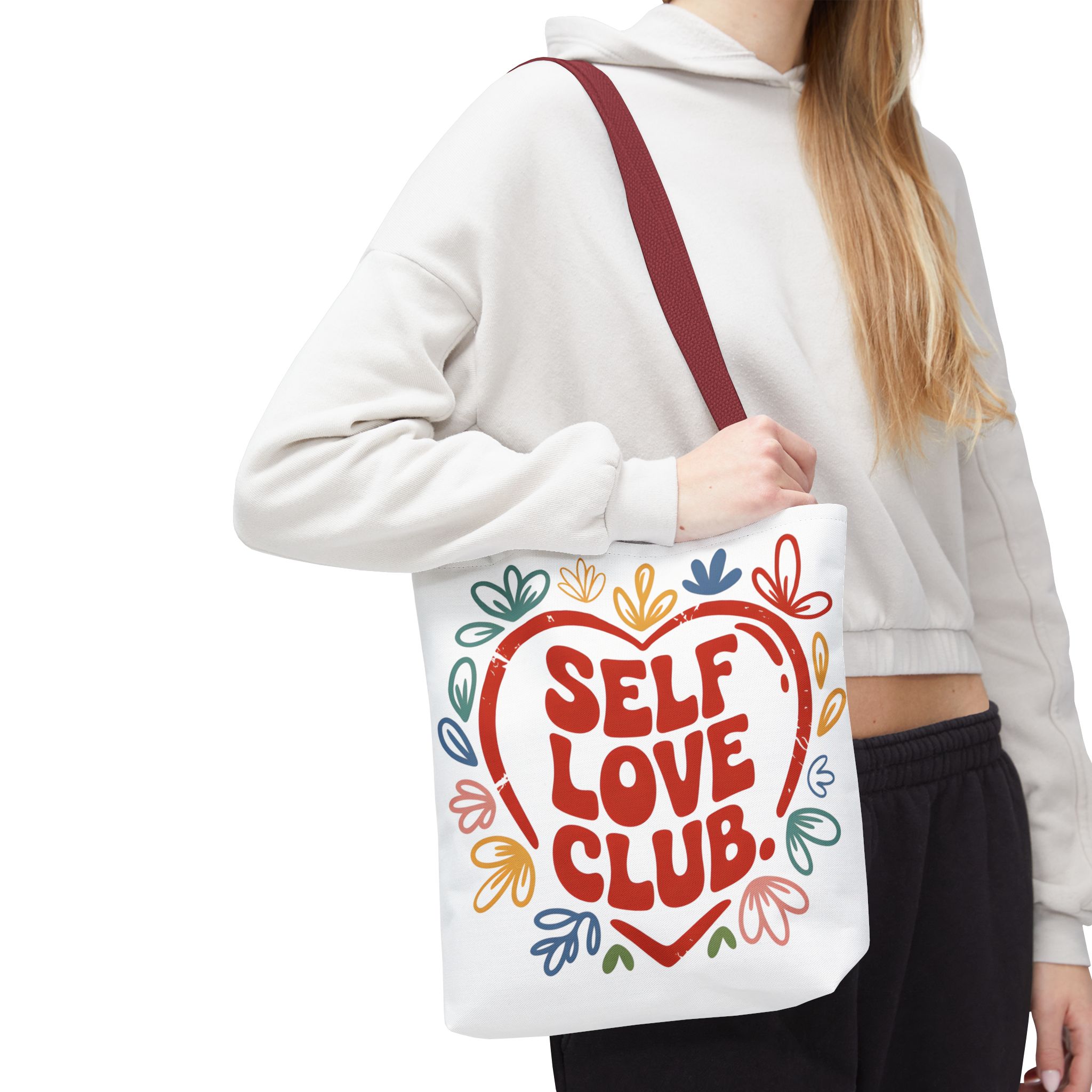 Self Love Club Tote Bag — Colorful Heart Graphic Everyday Carry product thumbnail image