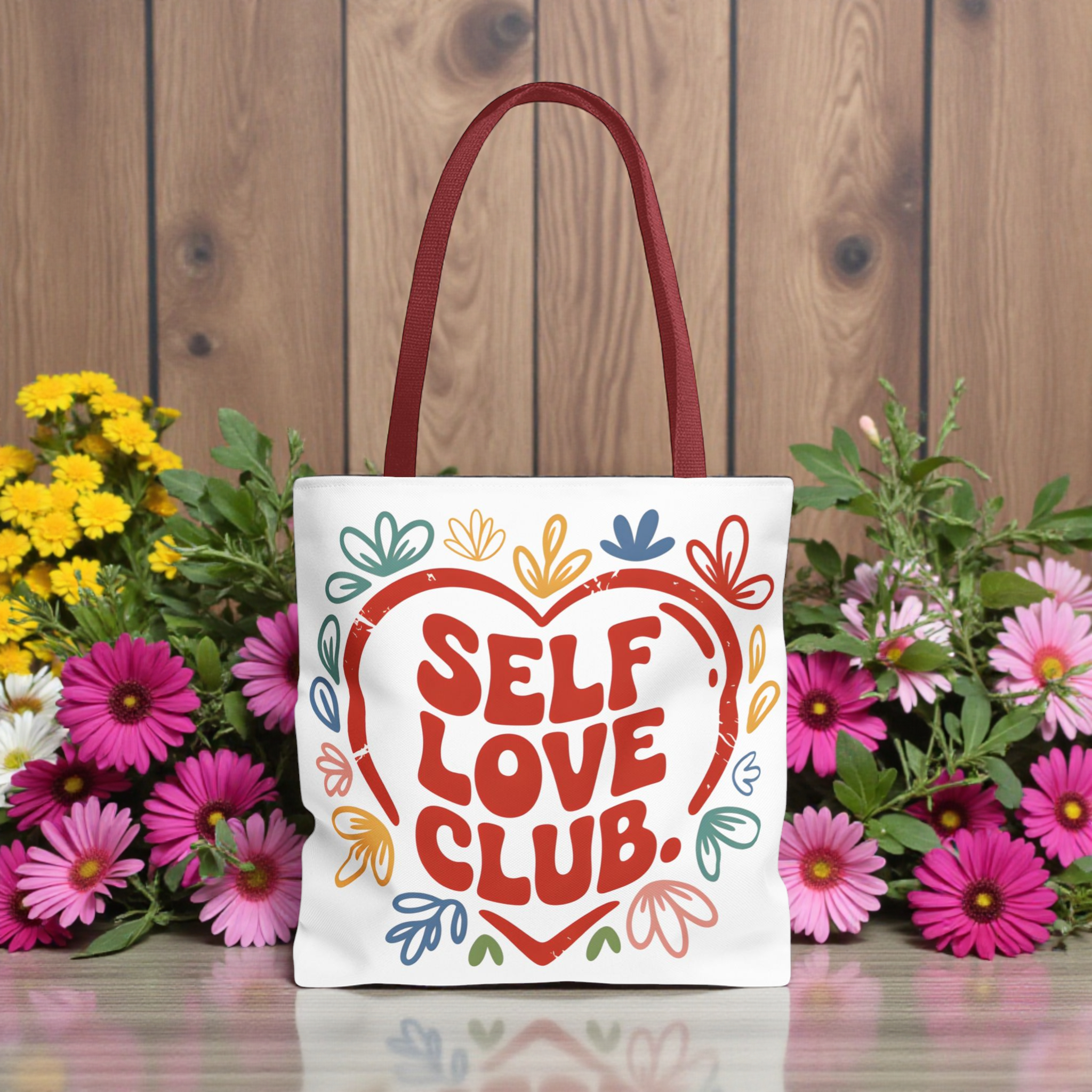 Self Love Club Tote Bag — Colorful Heart Graphic Everyday Carry product thumbnail image Self Love Club Tote Bag — Colorful Heart Graphic Everyday Carry product thumbnail image