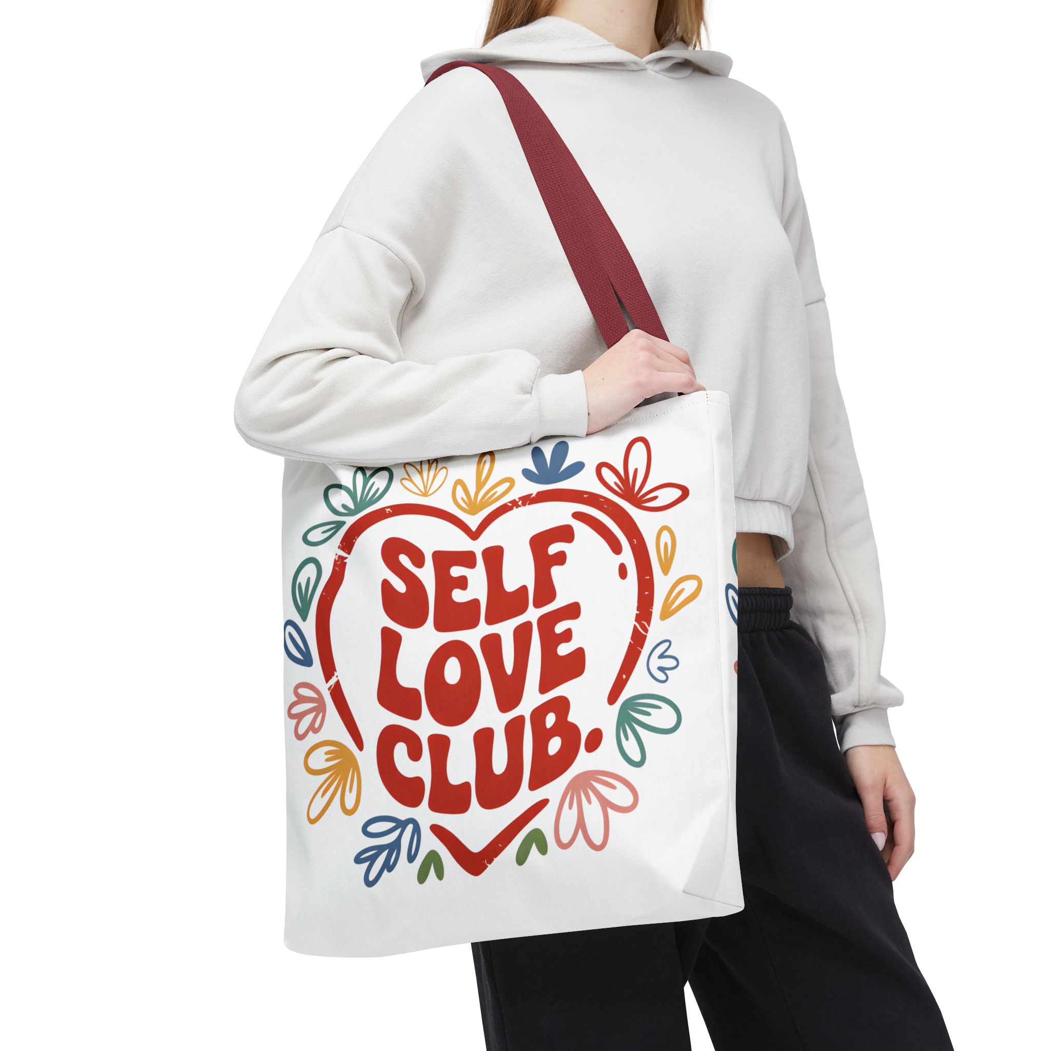 Self Love Club Tote Bag — Colorful Heart Graphic Everyday Carry product thumbnail image