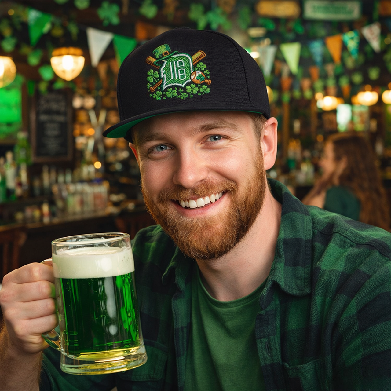 Detroit Tigers St. Patrick’s Day Flat Bill Hat Green Shamrock Snapback Cap 