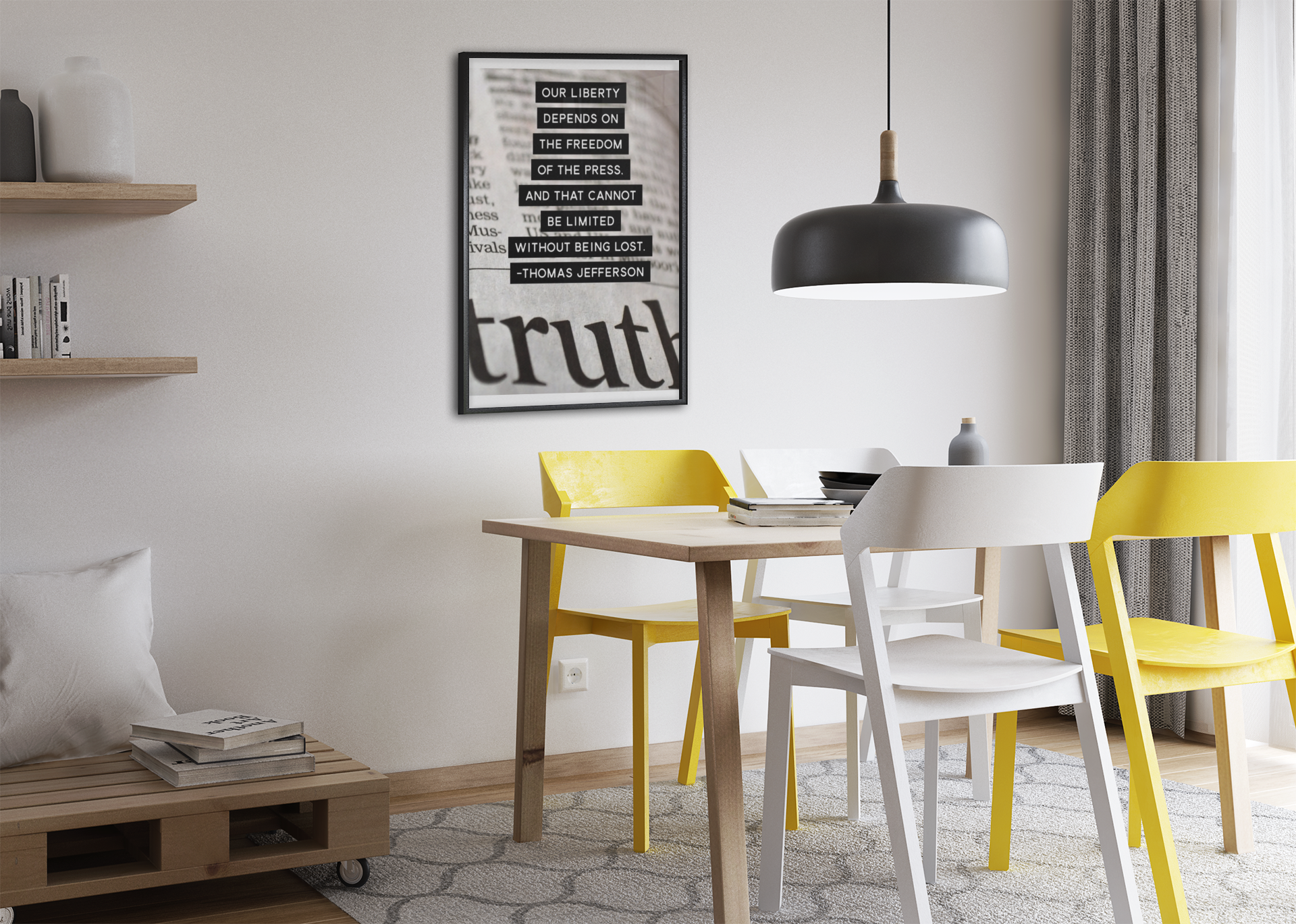 Framed Vertical Poster — Thomas Jefferson Quote on Freedom of the Press product thumbnail image