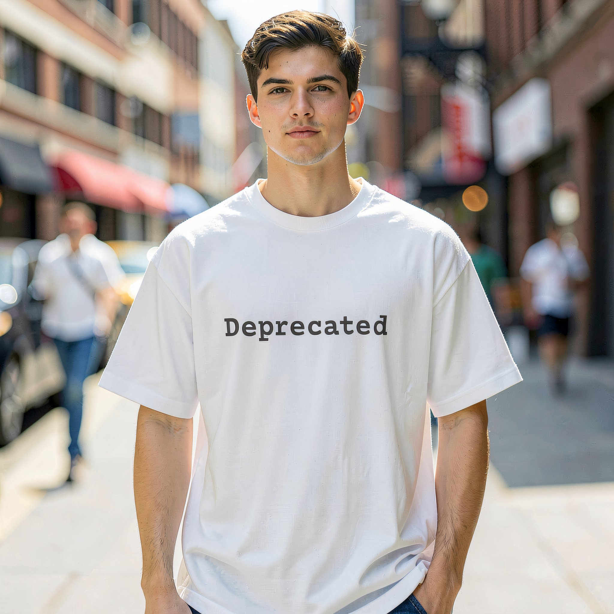 Deprecated T-Shirt | Typographic Minimalist Tee product thumbnail image