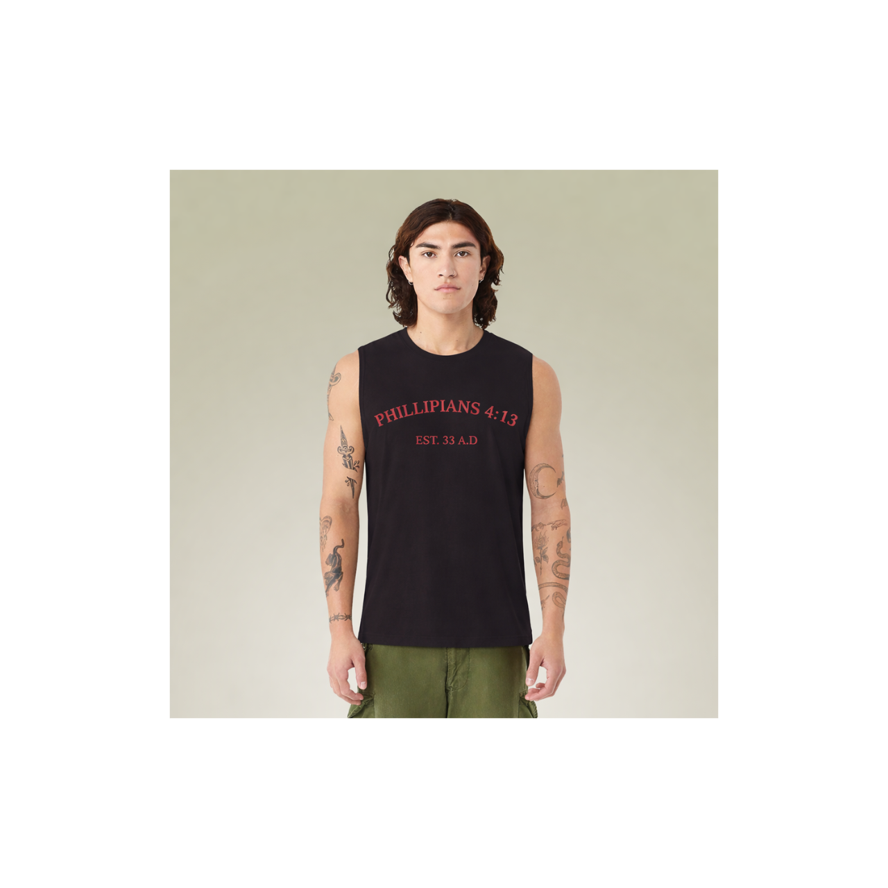 Faith Over Fear Muscle Tank — Philippians 4:13 Christian Workout Tank product thumbnail image