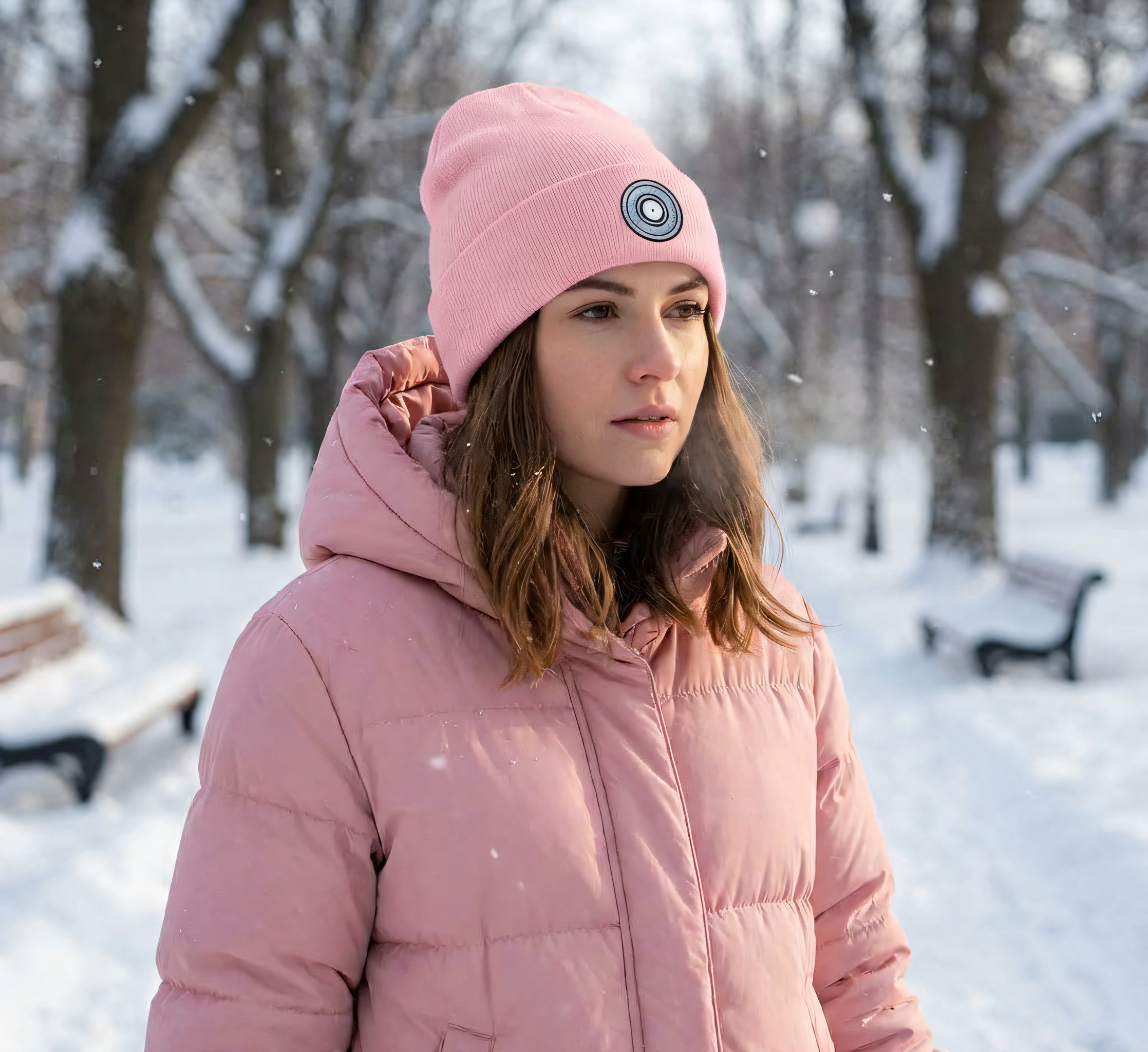 Vinyl Record DJ Music Beanie | Real DJs do it with 12 inches Embroidered Cuffed Beanie product thumbnail image