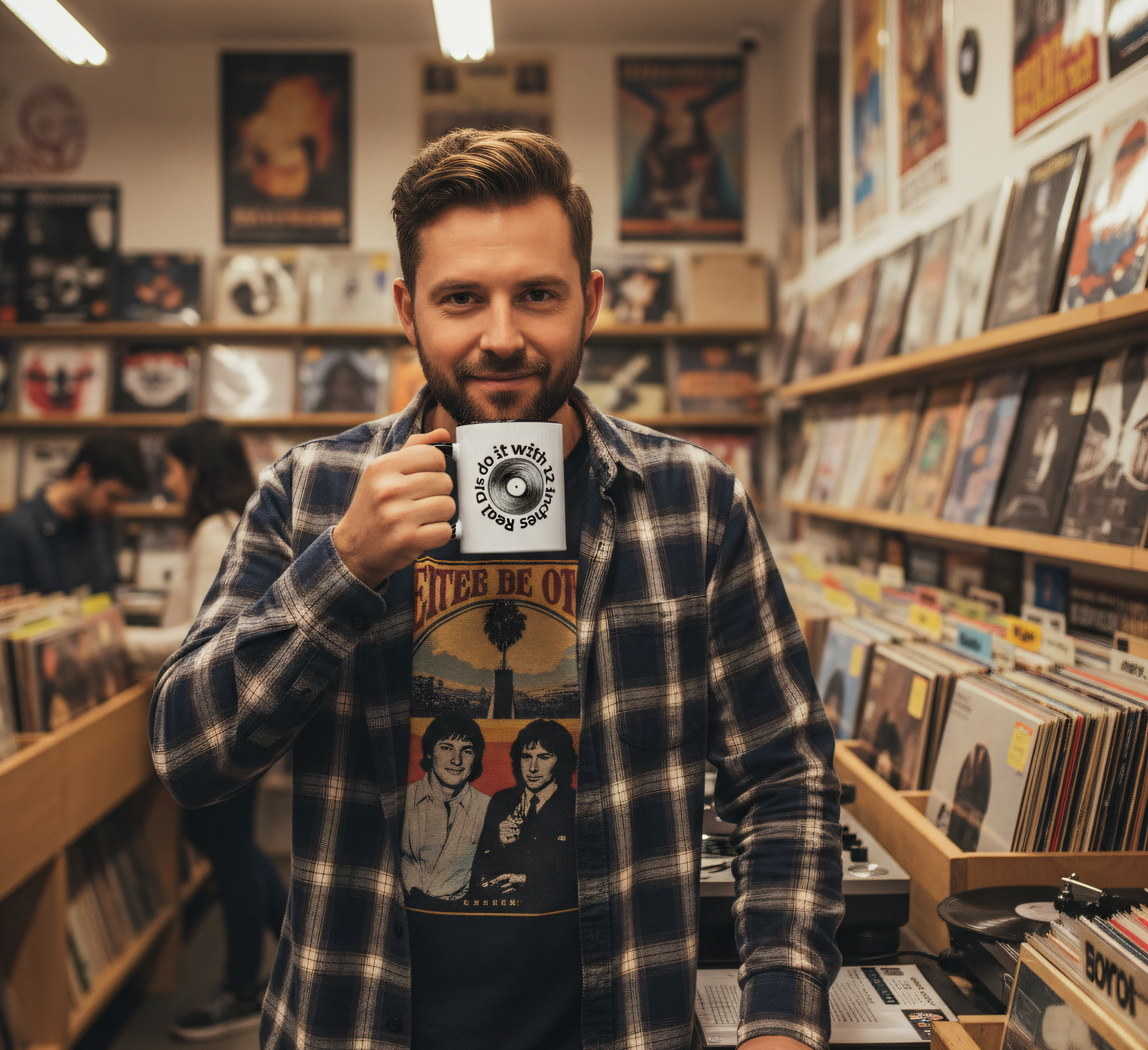 Vinyl Record DJ Music Accent Mug | Real DJs do it with 12 inches Coffee Mug product thumbnail image