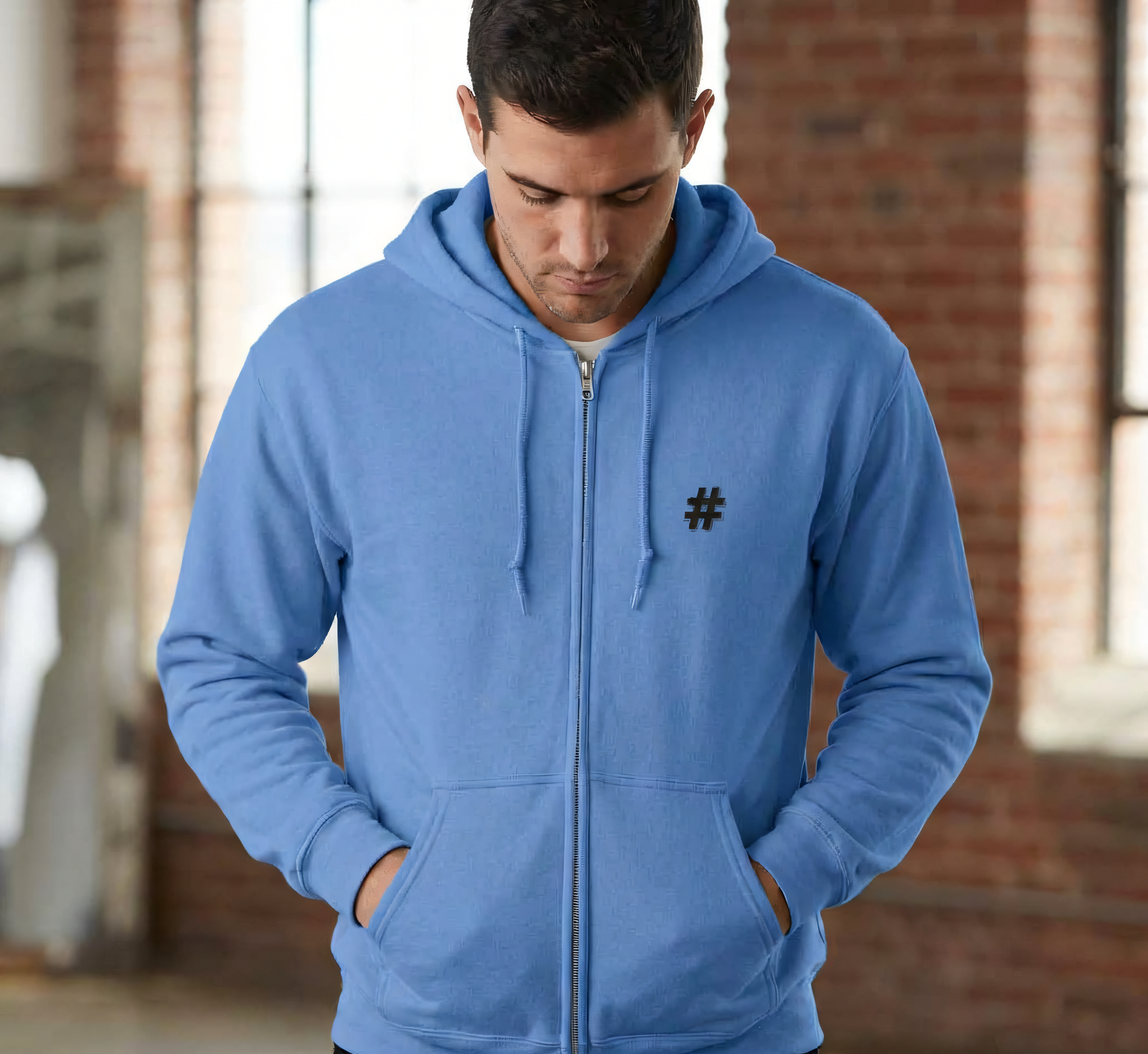 Hashtag Pound Sign Ink Hoodie | Brand Logo (Black) Full Zip Hoodie product thumbnail image