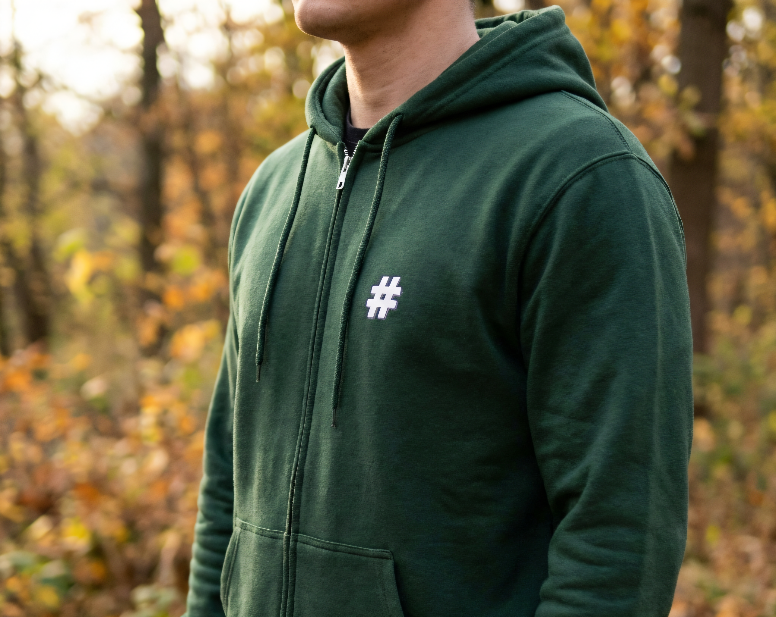 Hashtag Pound Sign Ink Hoodie | Brand Logo (White) Full Zip Hoodie