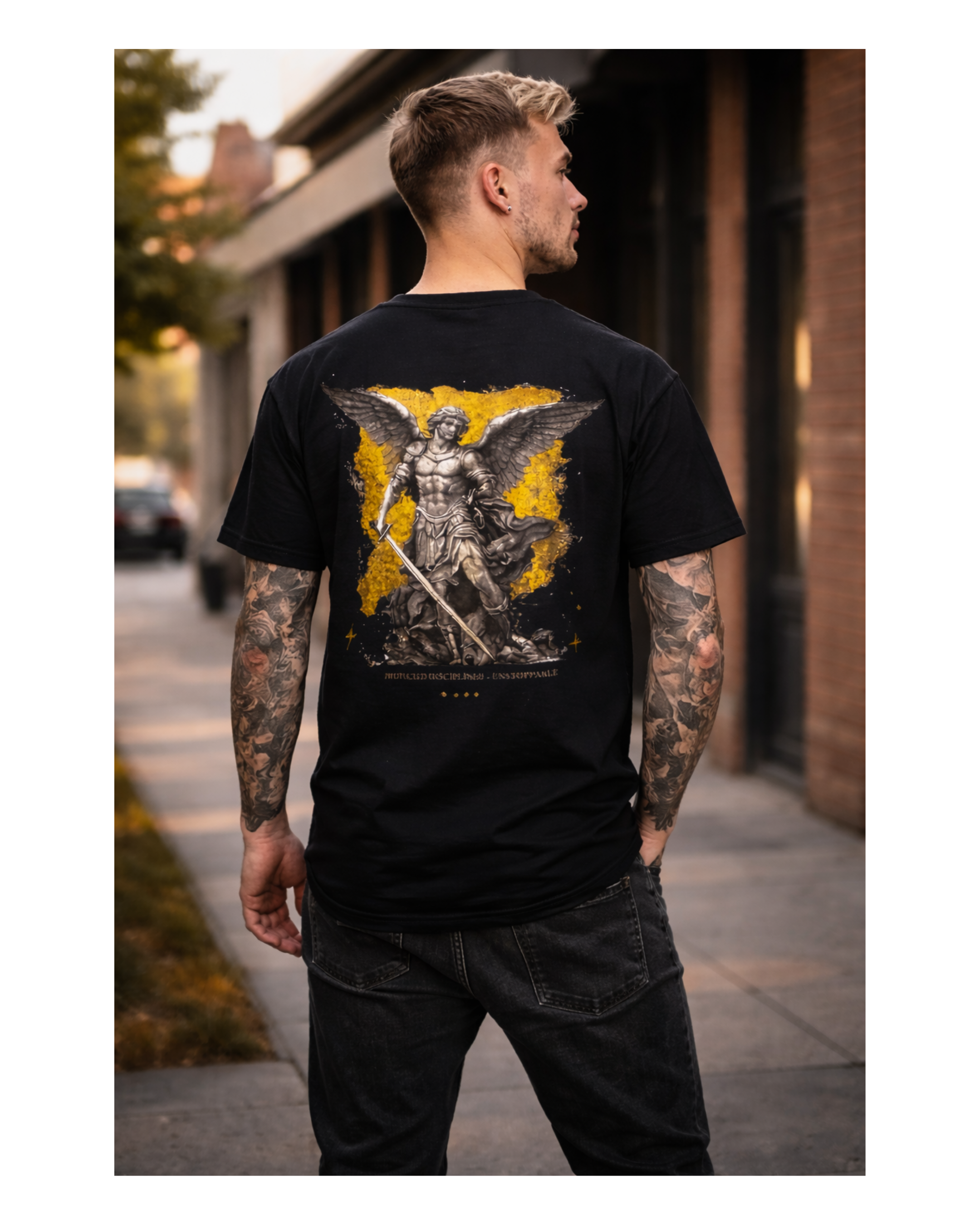 Archangel Michael Graphic T-Shirt — Saint Michael Vintage Back Print