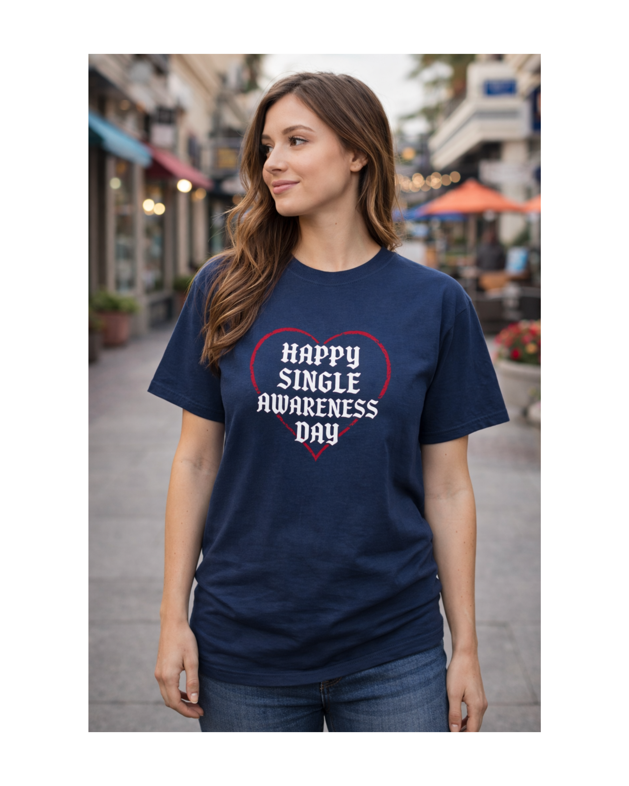 Happy Single Awareness Day Shirt—Gothic Valentine T-Shirt, Anti-Valentine Funny Single Tee, Old English Heart Shirt product thumbnail image