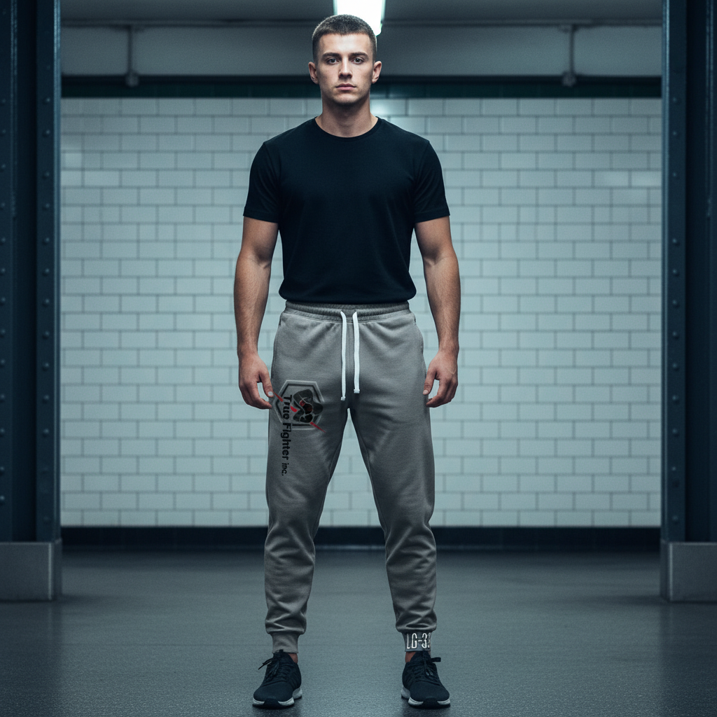 True Fighter Inc. Athletic Joggers — Grey Logo Sweatpants