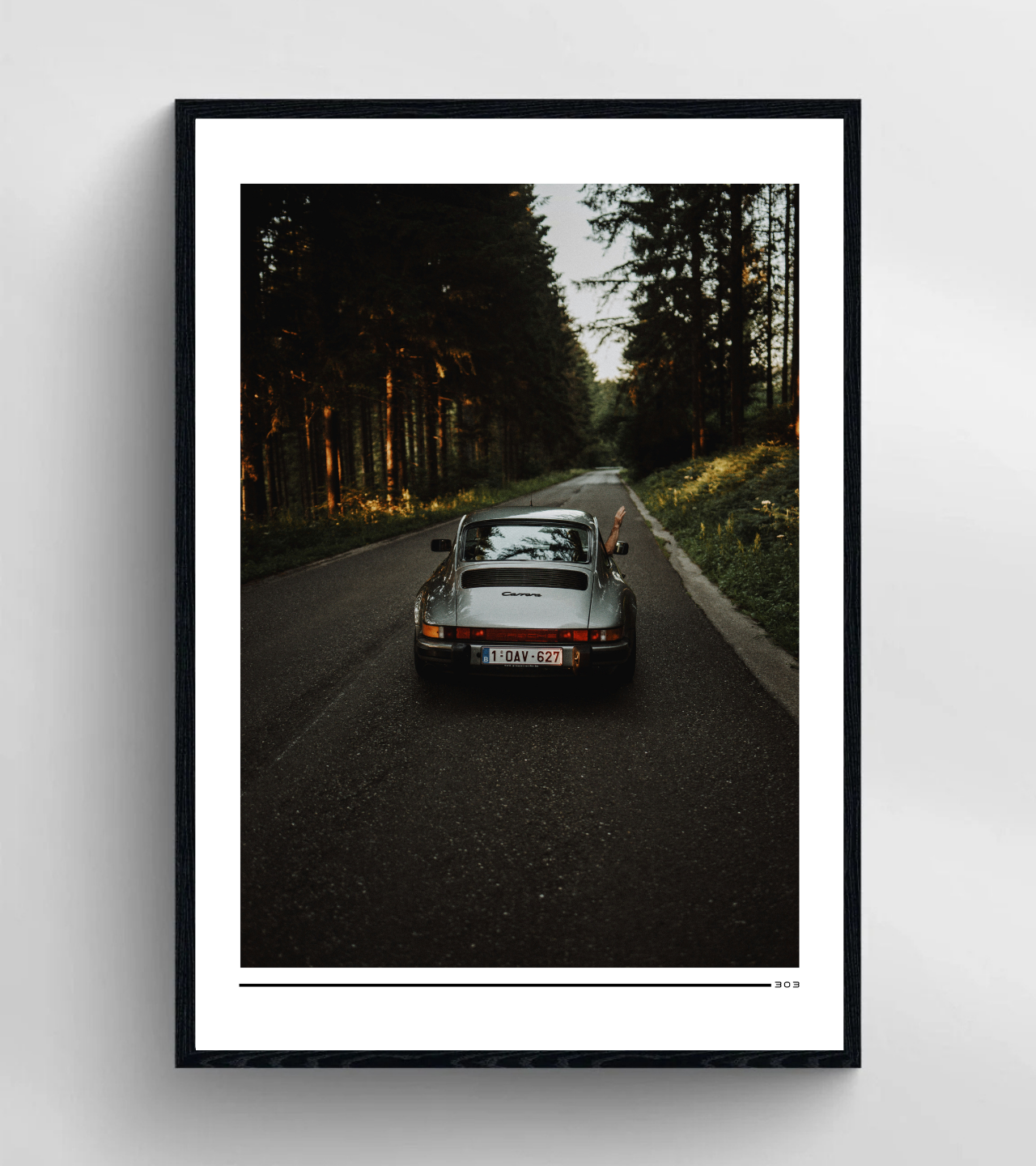 Vintage Porsche on Forest Road